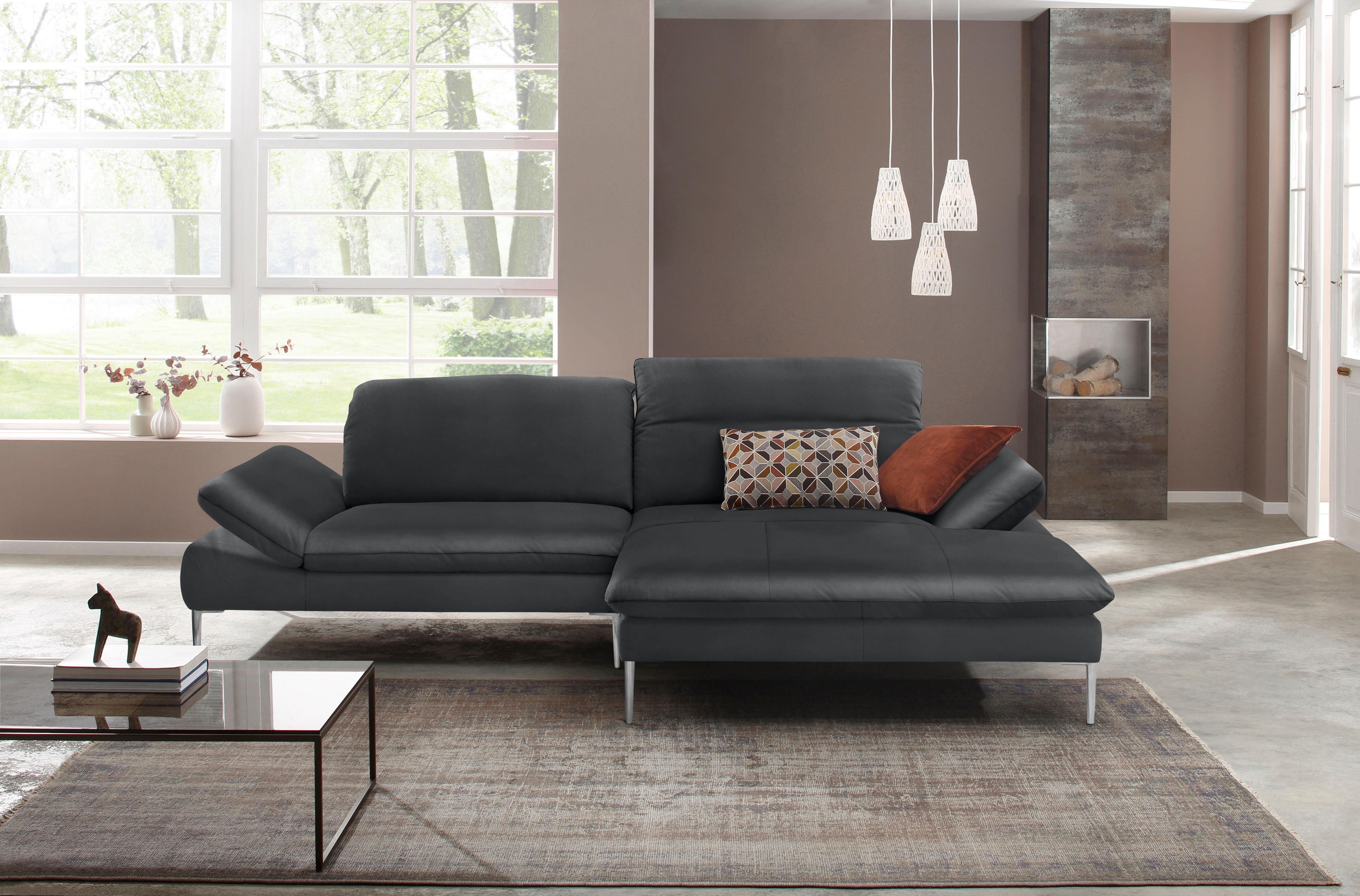 W.SCHILLIG Ecksofa enjoy&MORE, Designsofa, elegant und bequem, L-Form, mit Sitztiefenverstellung, Füße Chrom glänzend, Breite 294 cm