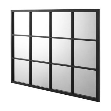 en.casa Wandspiegel, »Cupello« 90x60cm Rahmen Schwarz matt, Fensteroptik