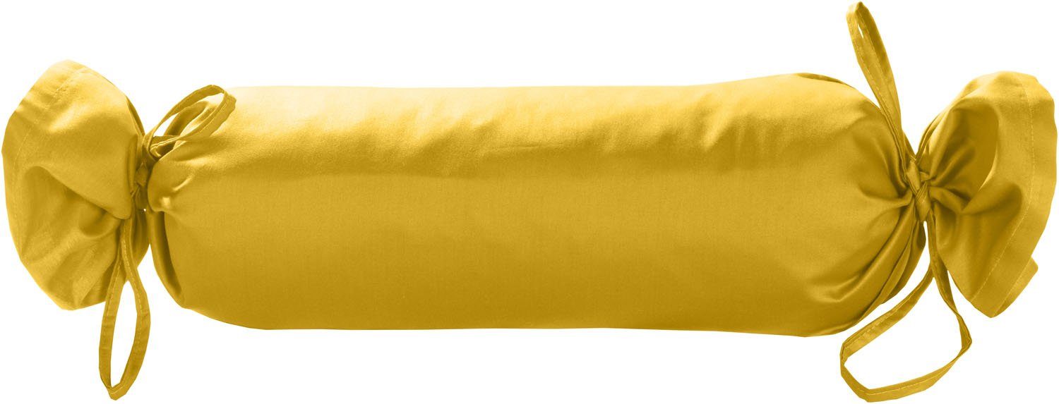 BETTWAESCHE-MIT-STIL uni 15x40 Satin Bezug Stück) (1 Gelb Nackenrollenbezug Mako Nackenrollen einfarbig,