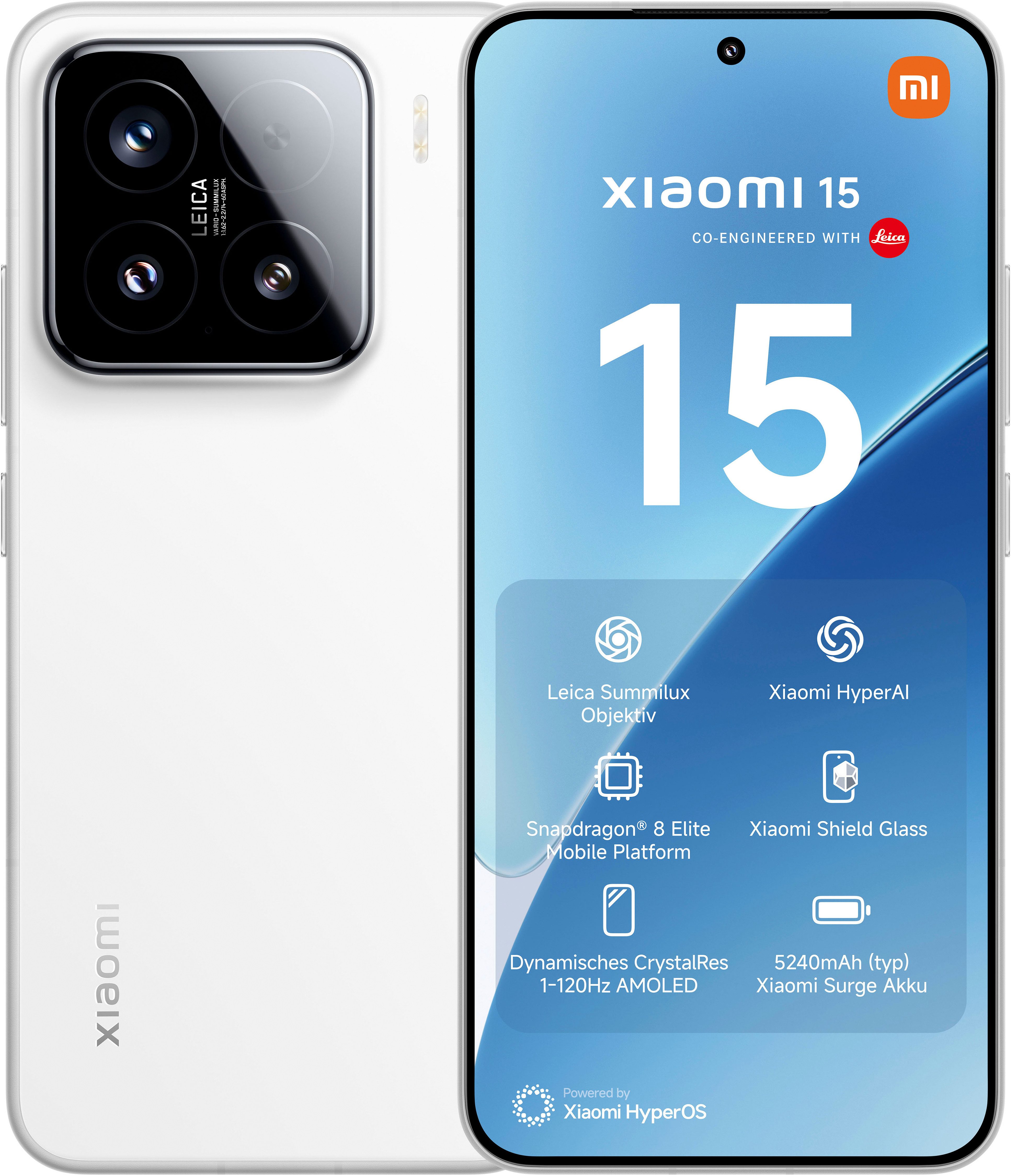 Xiaomi 15 12+512GB Smartphone (16,15 cm/6,36 Zoll, 512 GB Speicherplatz, 50 MP Kamera)