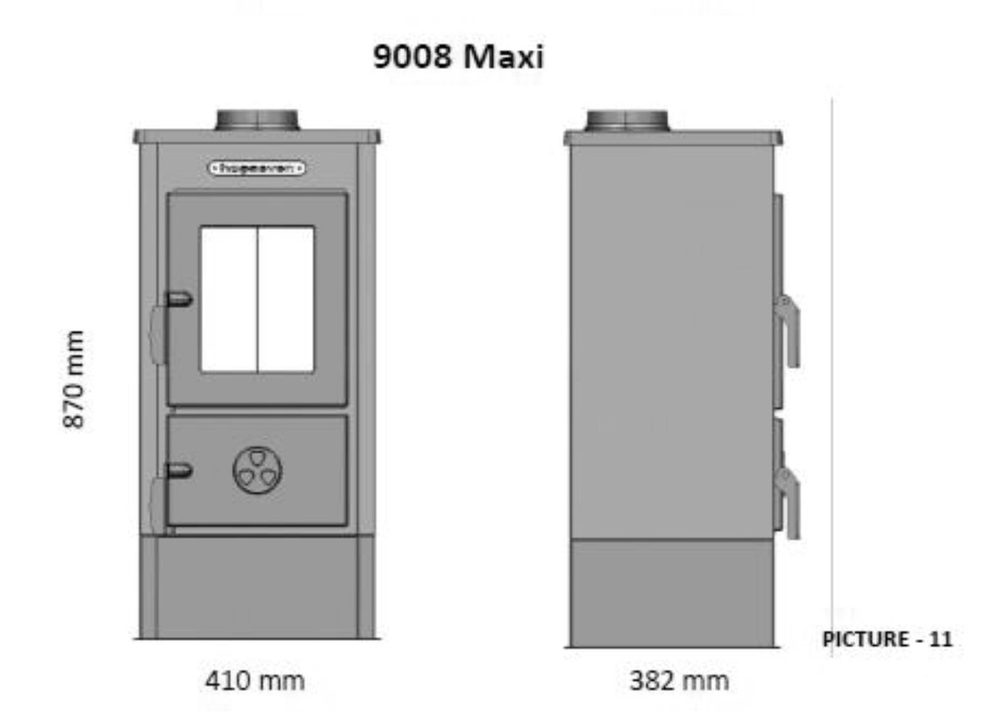 A+, Rauchrohranschluss: - 1-2 Kaminofen Kamin, Kamin 6 Kaminofen moeby24 150 EEK Rauchrohr BimSchV kW, Ofen mm (oben); (1-tlg), 6,93KW