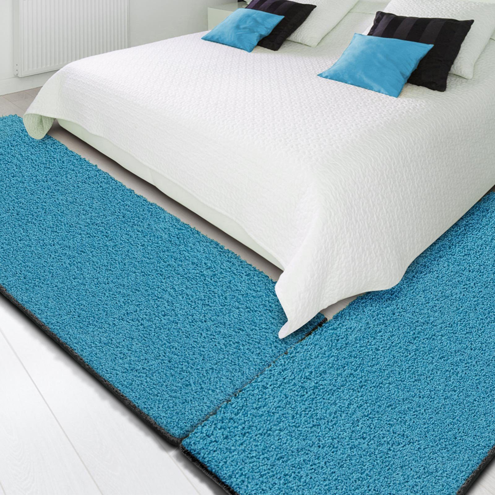 Floordirekt Hochflor-Bettumrandung Barcelona Hellblau, 3 Größen, günstig online kaufen