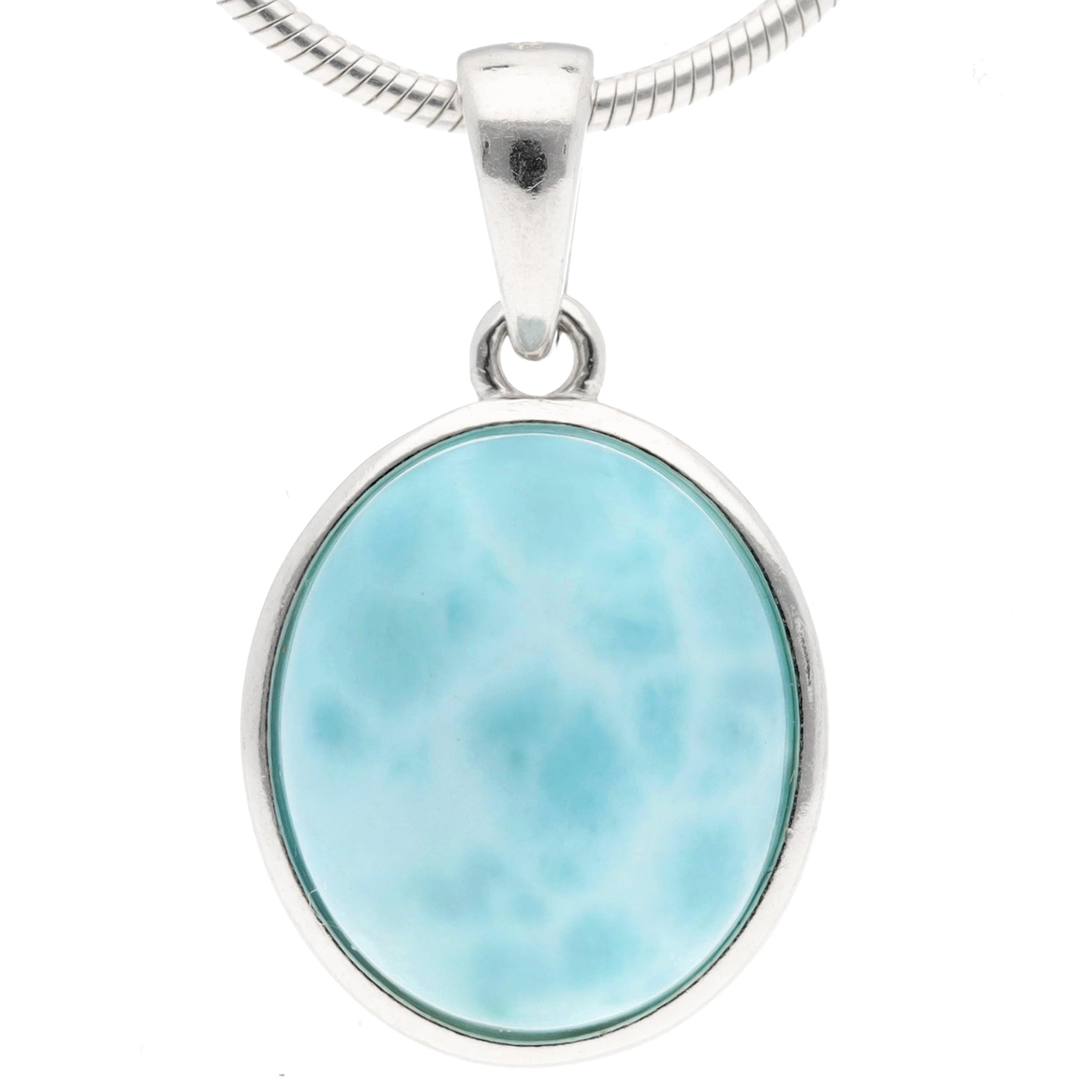 Lebensquelle Plus Kettenanhänger Larimar Anhänger (oval) in Silber gefasst