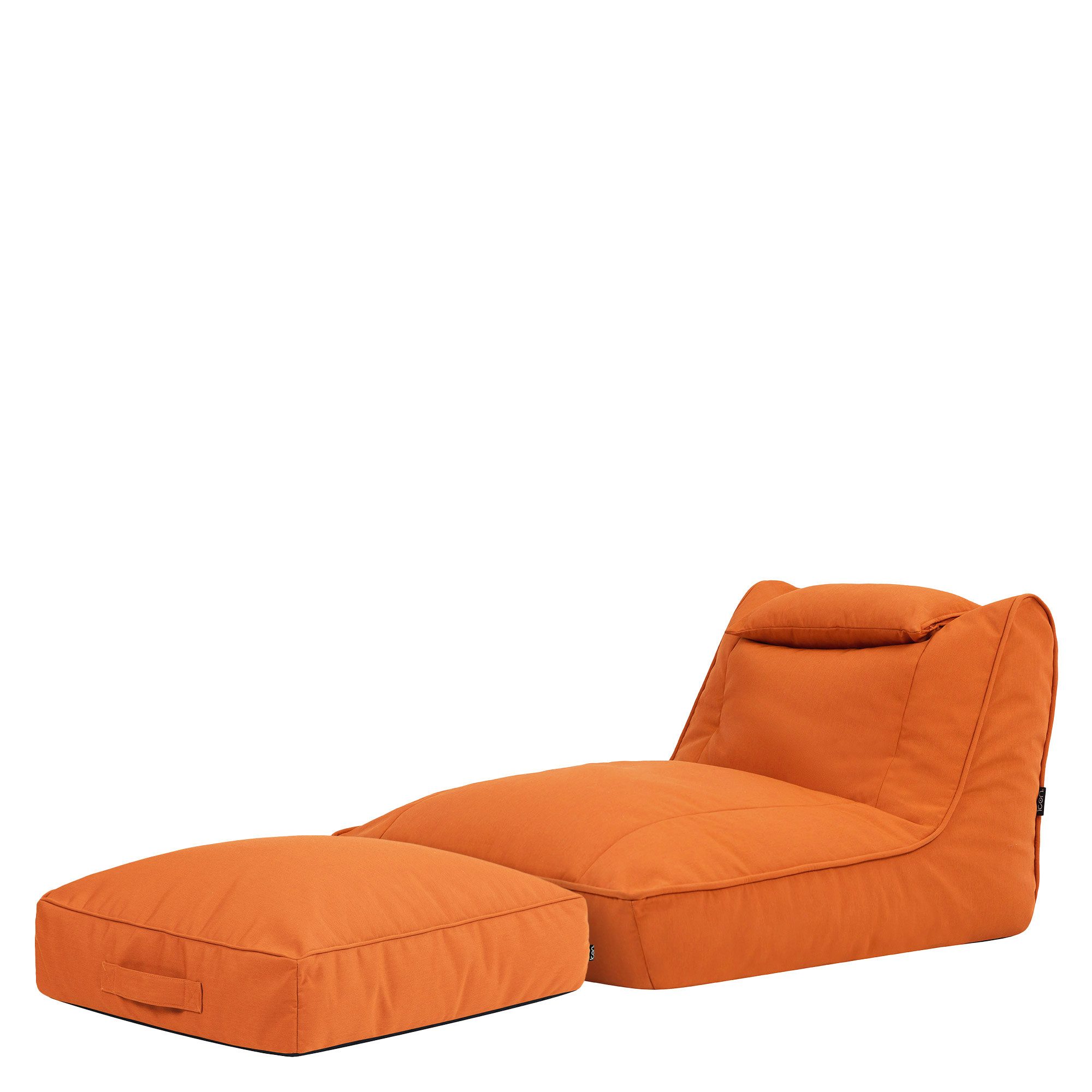 icon Sitzsack Liege aus Olefin „Nova“, mit Bodenkissen (Spar-Set, 1 x Sitzsack, 1 x Hocker), Made in Germany, UV-beständig, wetterfest