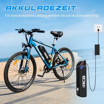 RCB TECH E-Bike RK15, 7-Gäng, 250W Motor, 12Ah Lithium-Akku, 26 Zoll Elektrofahrrad, 7 Gang