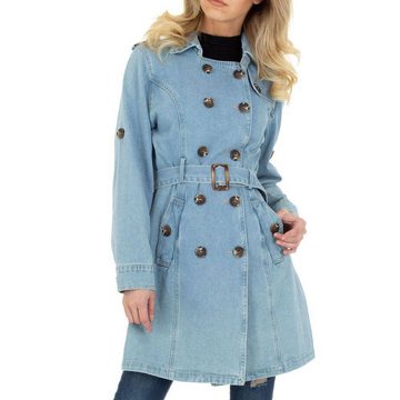 Ital-Design Trenchcoat Damen Freizeit Jeansstoff Trenchcoat in Blau