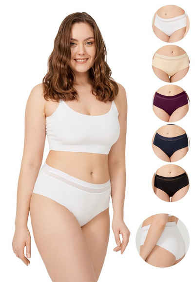 Cottonhill Bikinislip Bikini-Slip für Frauen mit Laser-Cut und Netz-Muster 5er Pack 5er Pack