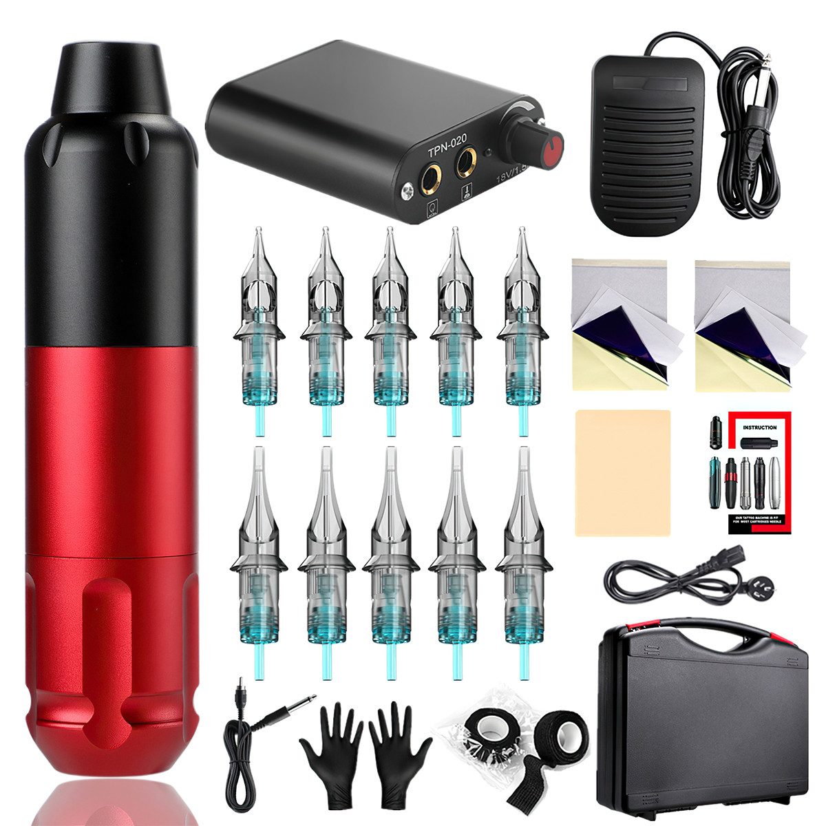 Welikera Schmuck-Tattoo Tattoo Maschine Kit, 0-4.5mm Nadellänge 10 Nadeln Motor Tattoo Stift