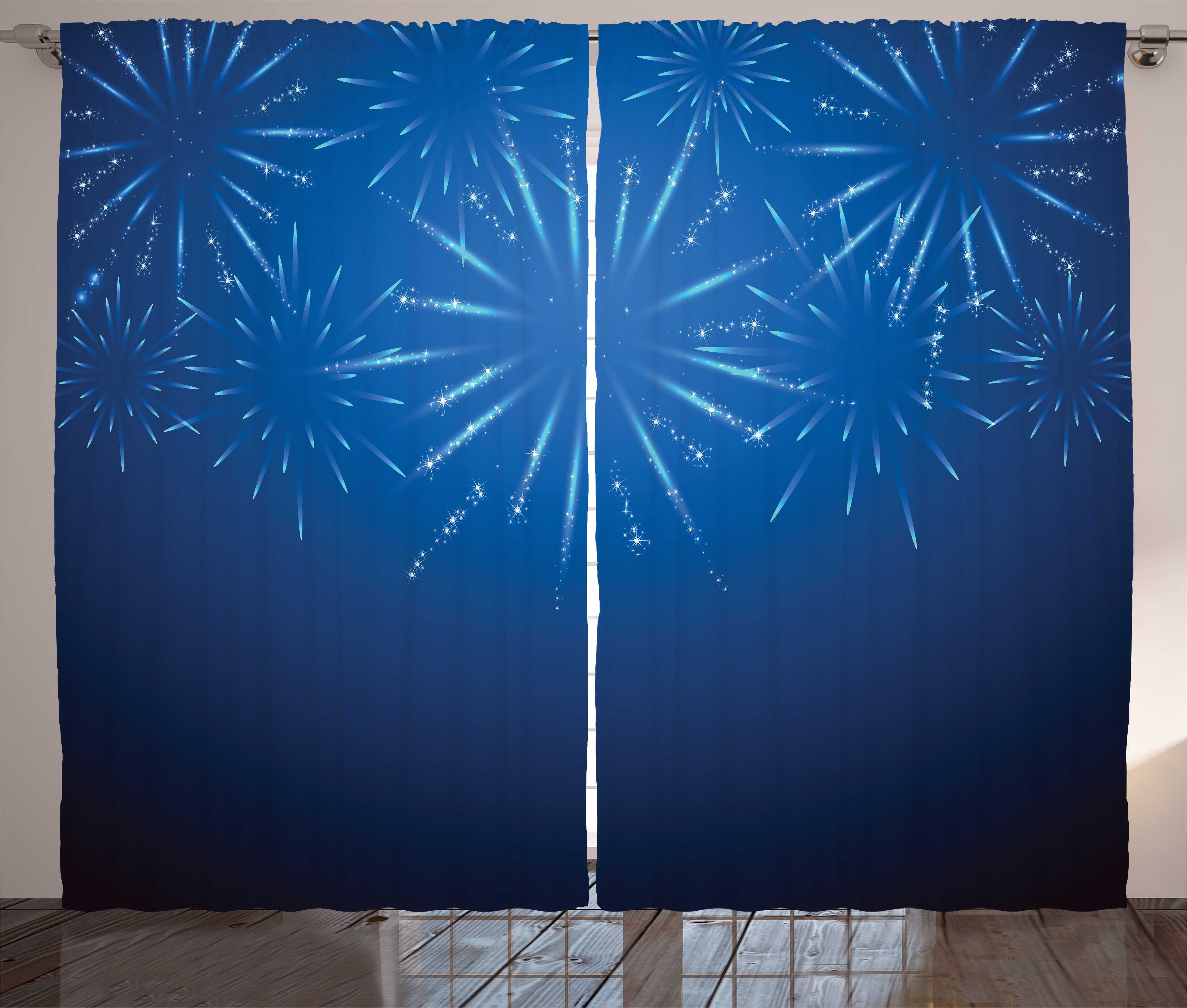 Gardine Schlafzimmer Kräuselband Vorhang mit Celebration-Elemente und Haken, Blau Blau auf Schlaufen Abakuhaus