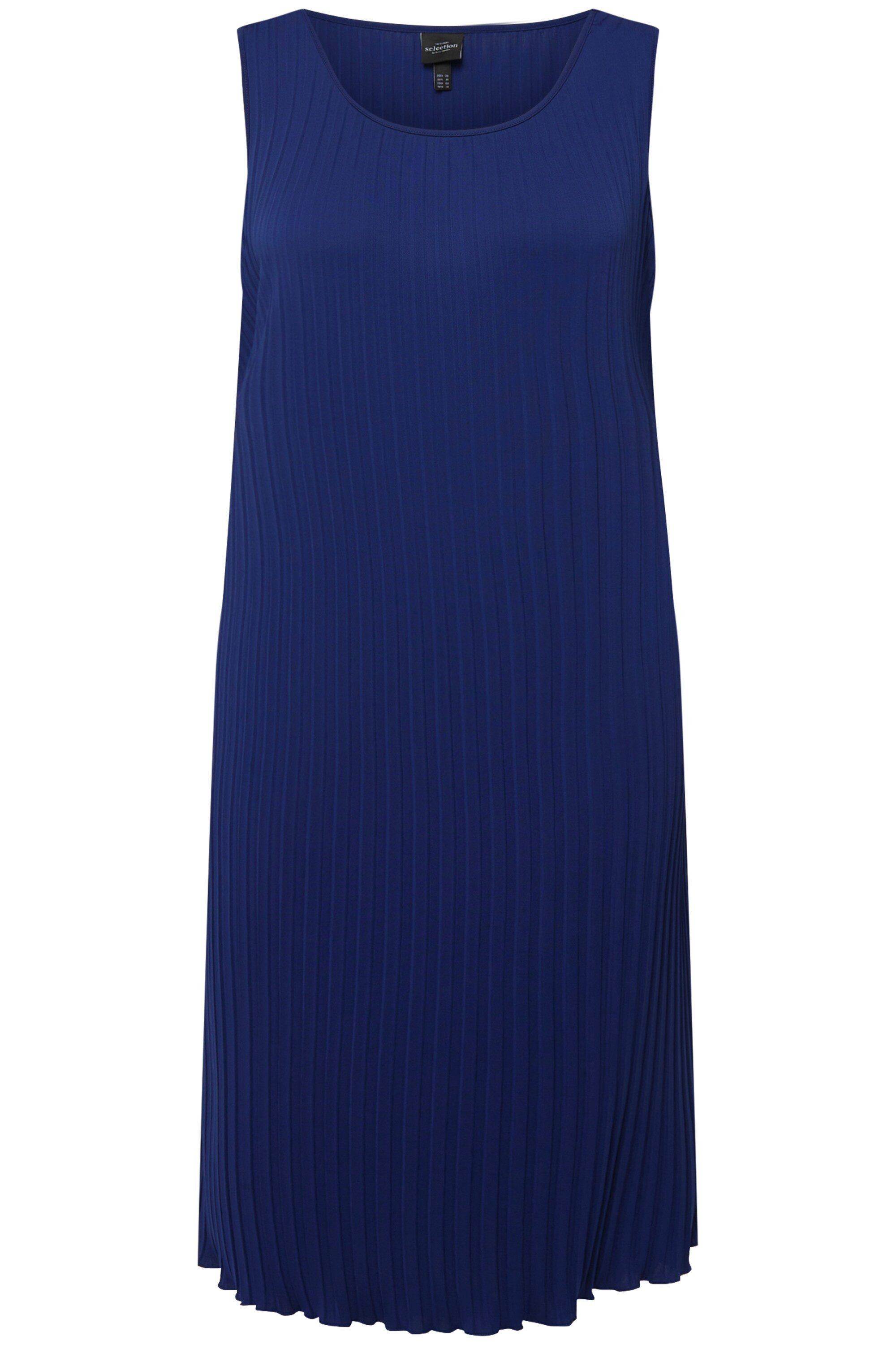 Ulla Popken Midikleid Plissee-Kleid A-Linie Rundhals günstig online kaufen