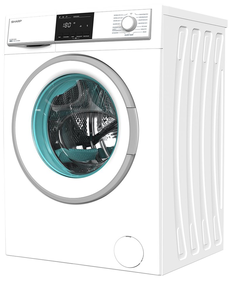 Sharp Waschmaschine ES-HFB014AWA-DE, 10 kg, 1400 U/min, AllergySmart,  EcoLogic System, Antibakterielles Material