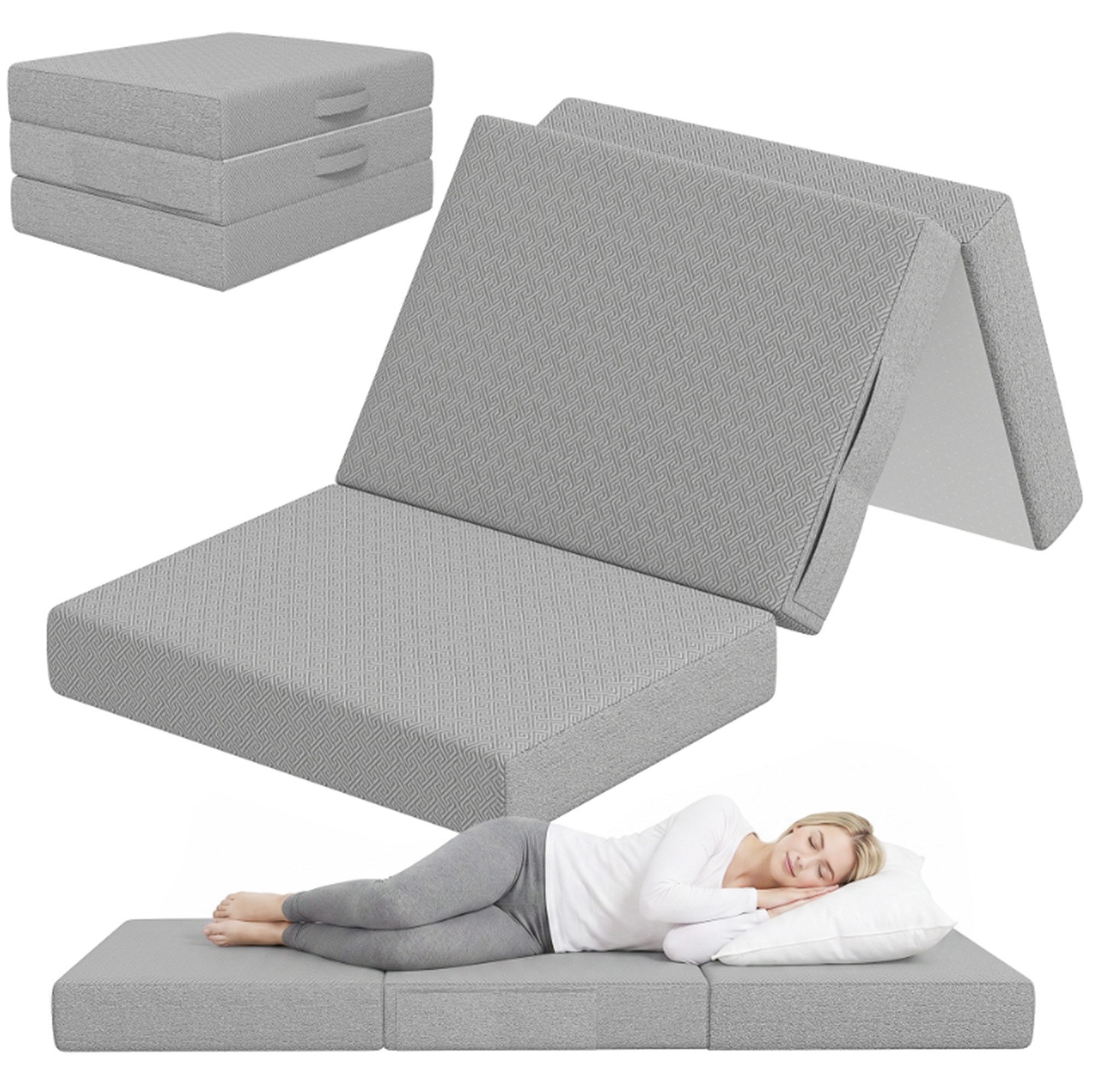 Beistellbett-Matratzen 3-teilige Memory-Schaum, Faltmatratze, Faltbare Matratze, ibettertec, (Spar-Set, 1 dreifach faltbare Memory-Schaum Matratze im Spar-Set enthalten), platzsparend lagerbar, dreifach faltbar