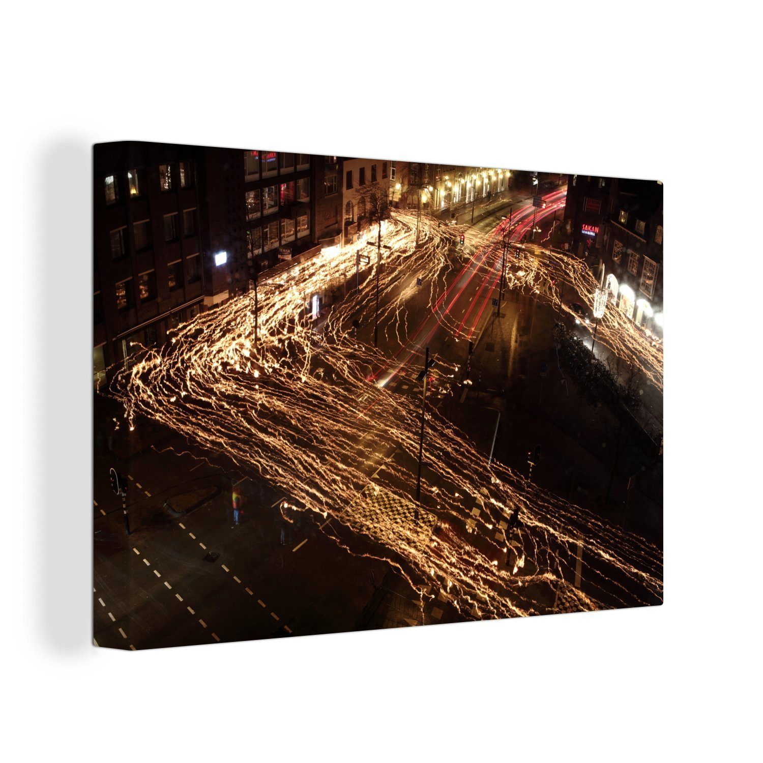 OneMillionCanvasses® Leinwandbild Beleuchtung - Straße - Eindhoven, (1 St), Wandbild Leinwandbilder, Aufhängefertig, Wanddeko, 30x20 cm