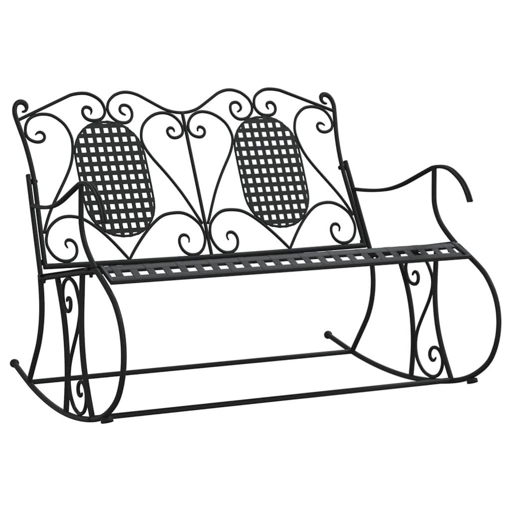 vidaXL Gartenbank Schaukelbank 2-Sitzer 113 cm Schwarz Stahl (1-St)
