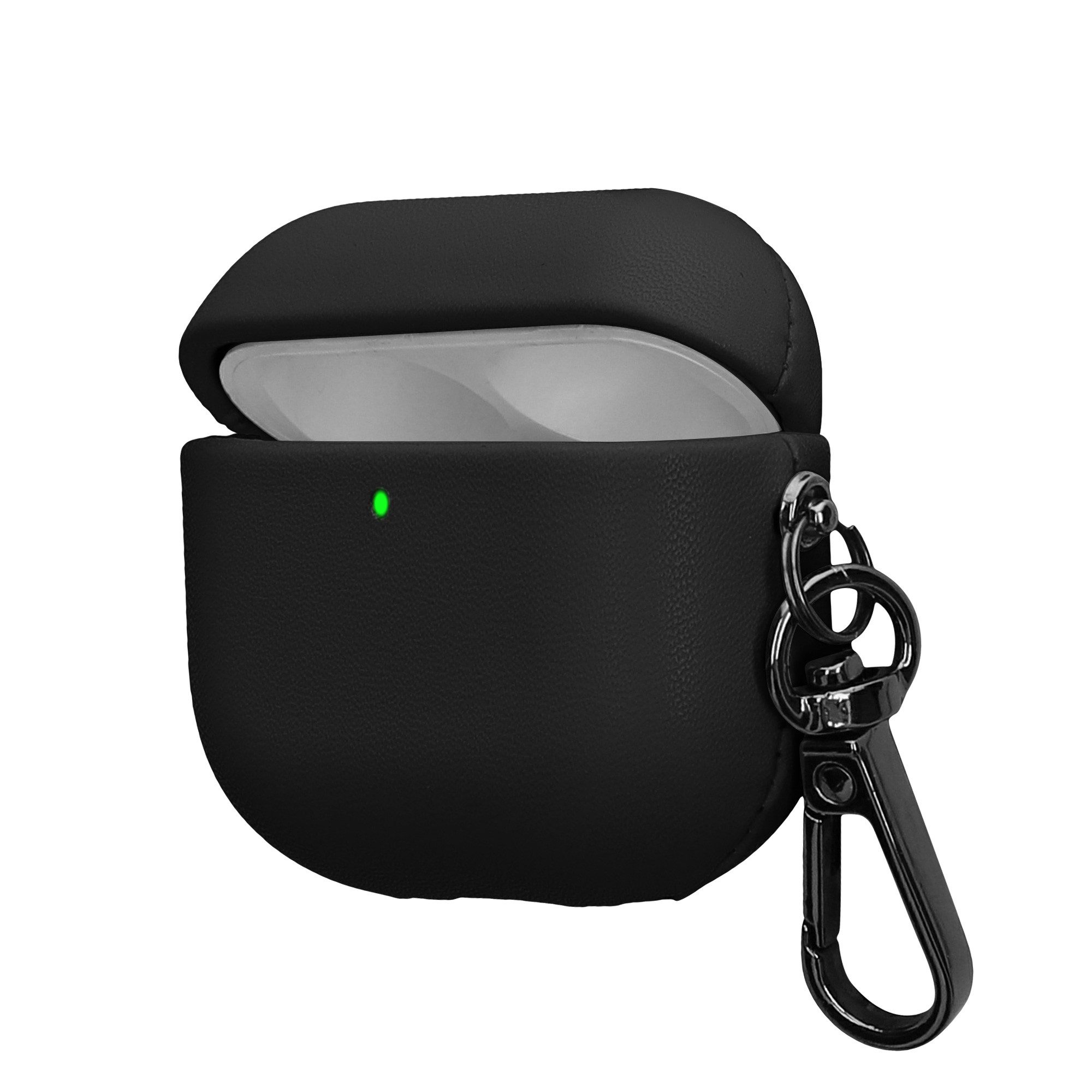 kwmobile Kopfhörer-Schutzhülle Kunstleder Hülle für Apple Airpods 4 Case, Slim Cover mit Karabiner - Tasche - Kopfhörer Etui