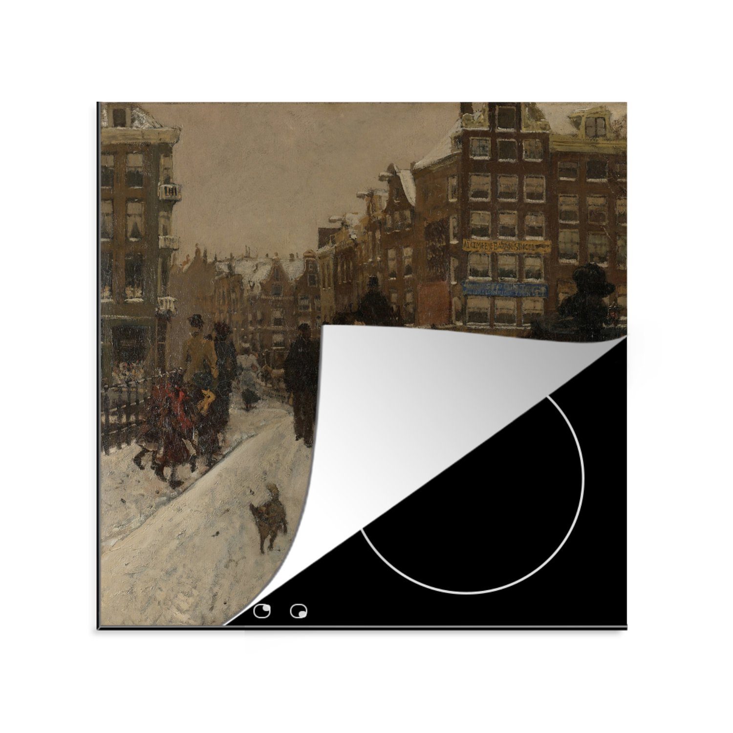 MuchoWow Herdblende-/Abdeckplatte Die Singelbrücke in der Paleisstraat in Amsterdam - George Hendrik, Vinyl, (1 tlg), 78x78 cm, Ceranfeldabdeckung, Arbeitsplatte für küche