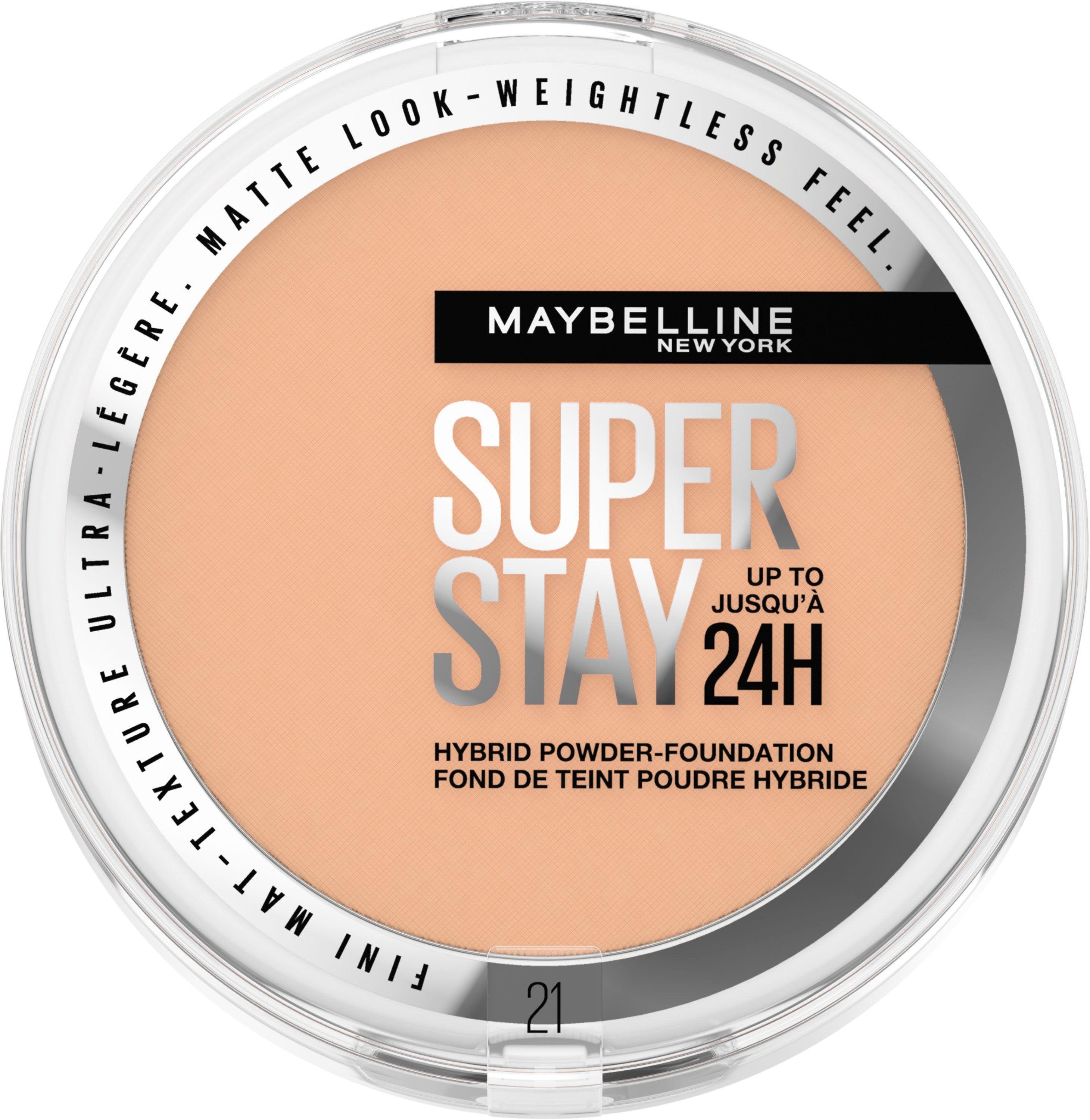 MAYBELLINE NEW YORK Foundation SUPER STAY HYBRID POWDER-FOUNDATION, mattes Finish mit Airbrush Effekt, dank leichter Pigmente