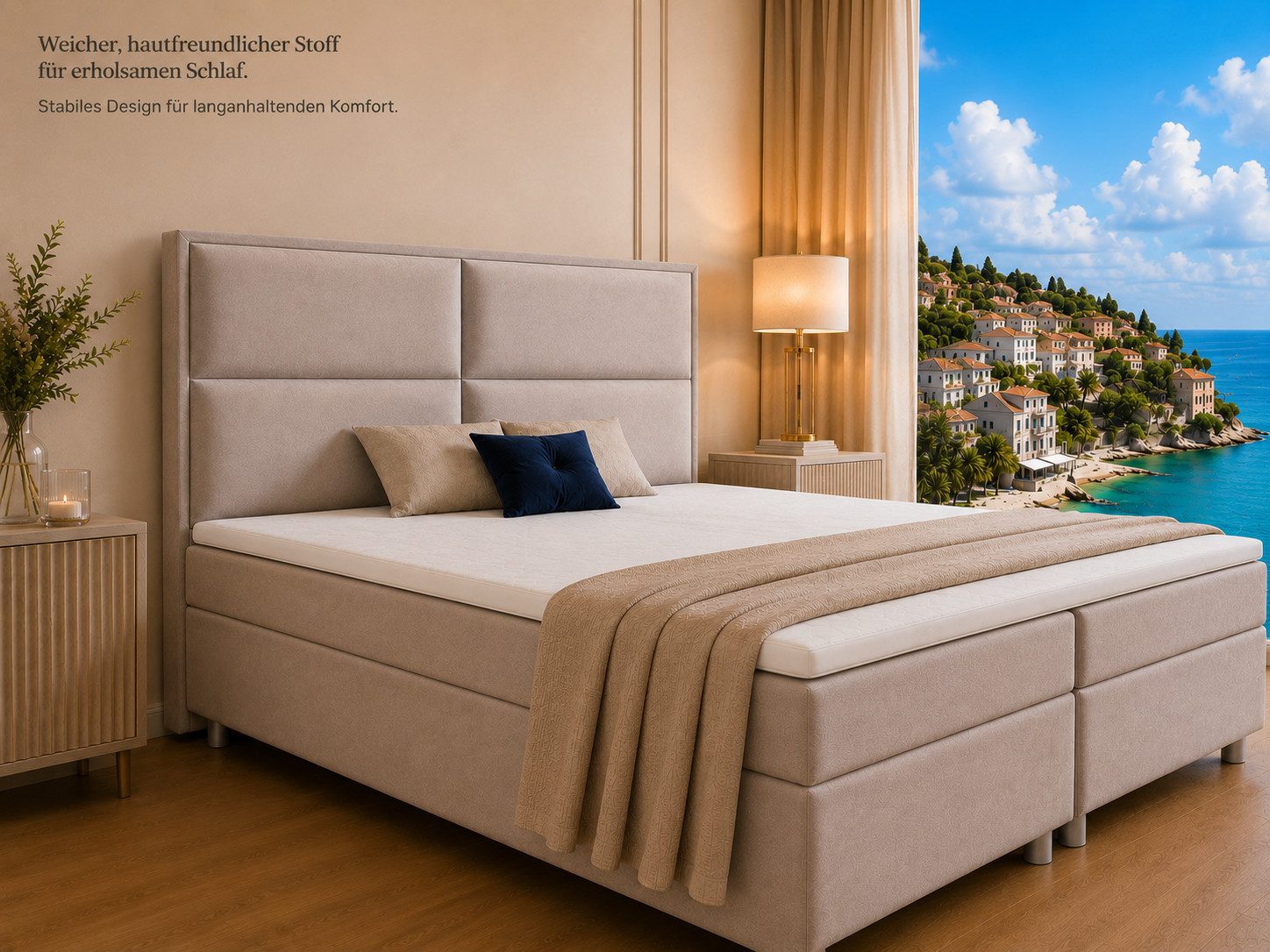 Best for Home Boxspringbett mit Bettkasten Doppelbett mit Stauraum & Topper 7-Zonen Komfort (Polsterbett Doppelbett Boxbett mit gepolstertes Kopfteil, versch. G – Bild 4 von 5