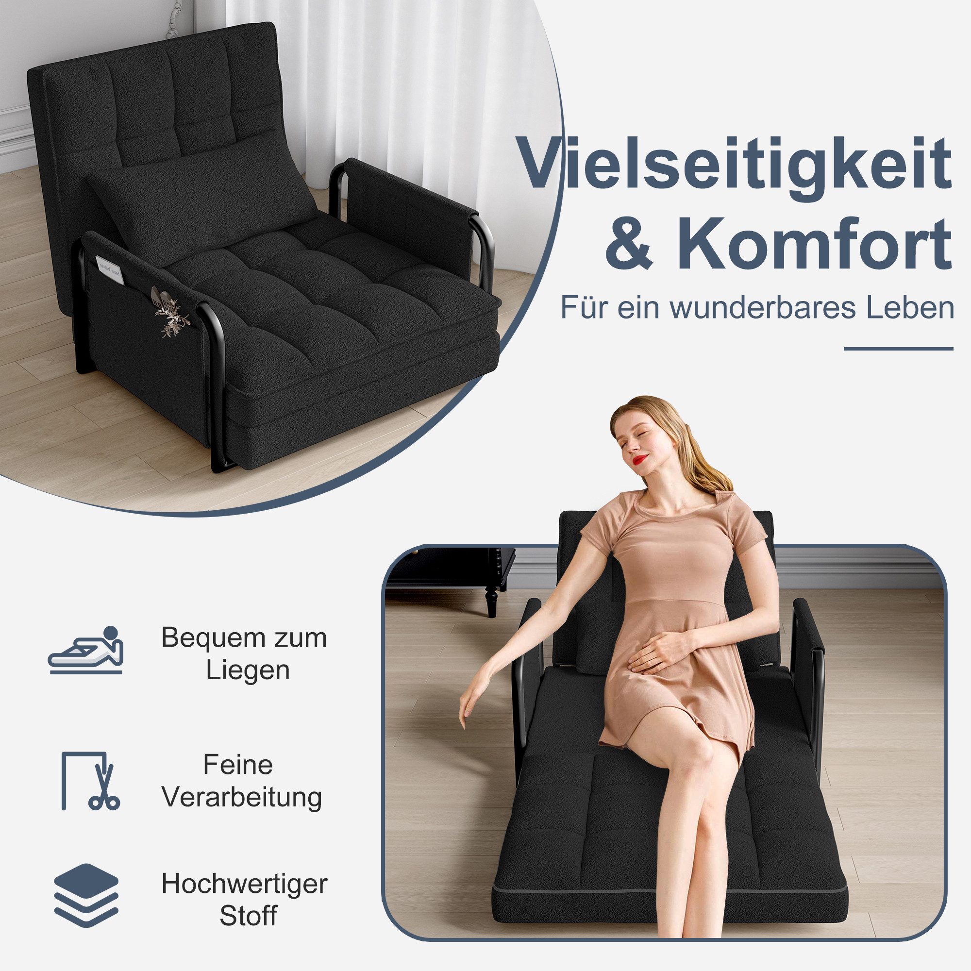 FUROKOY Relaxsessel Liegebett Klappsessel mit Bettkunktion,5 Positionen Ver günstig online kaufen