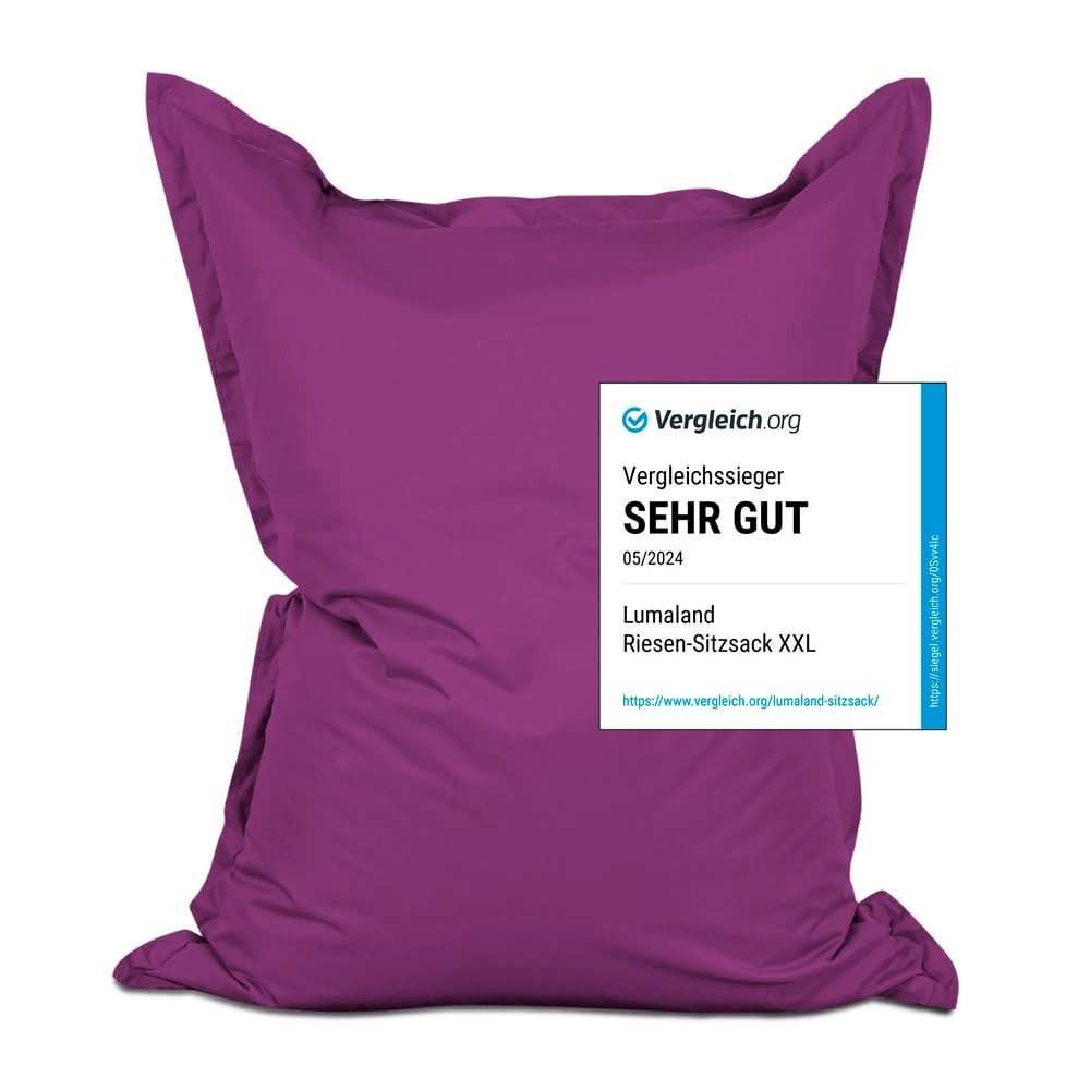 Lumaland Sitzsack XXL Bean Bag Riesen-Sitzkissen 380L 140x180cm Special Edition, Wasserfester Indoor & Outdoor BeanBag mit EPS-Perlen