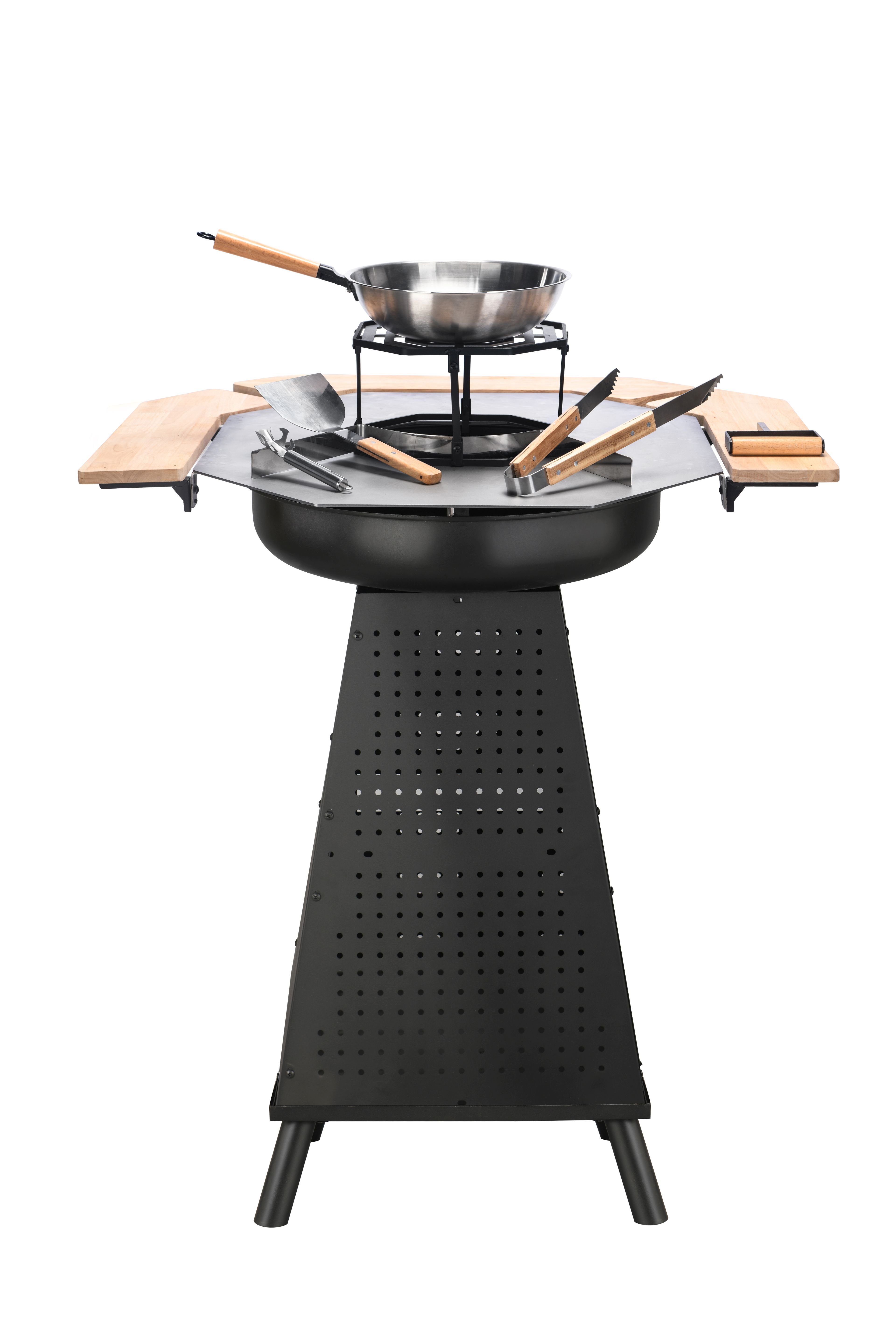 El Fuego Holzkohlegrill »Feuerstelle und Grillplatte aus Edelstahl von