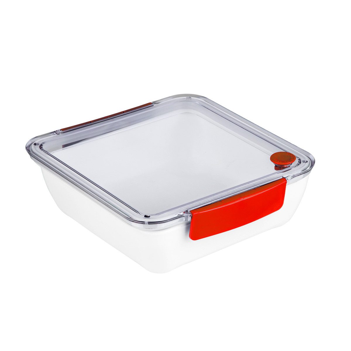 GAUMENKICK Lunchbox Lunchbox mit Gabel - 2 Fächer - 18,5 x 18,5 x 5cm - 1000ml - rot, Kunststoff, (1-tlg)