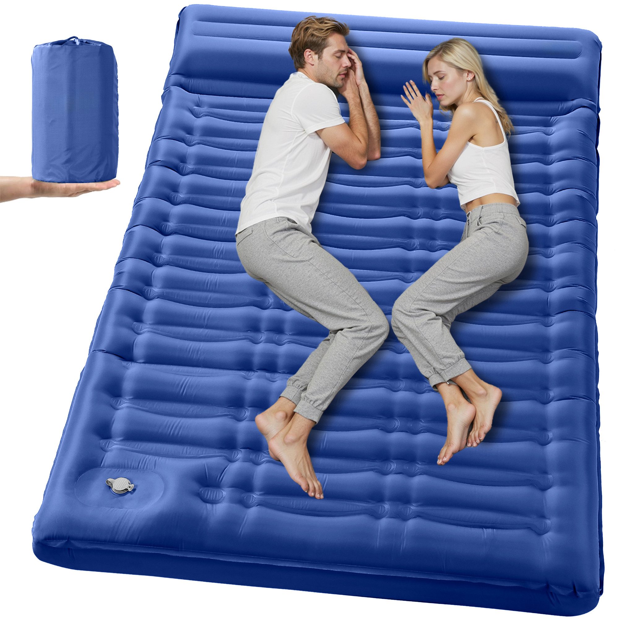 Elegear Isomatte isomatte selbstaufblasend 12/14cm Campingmatte Outdoor, 195×65/138CM, (1-tlg), Schlafmatte mit Fußpumpe, für 2 Personen Strand, Reisen, Zelt, Outdoor