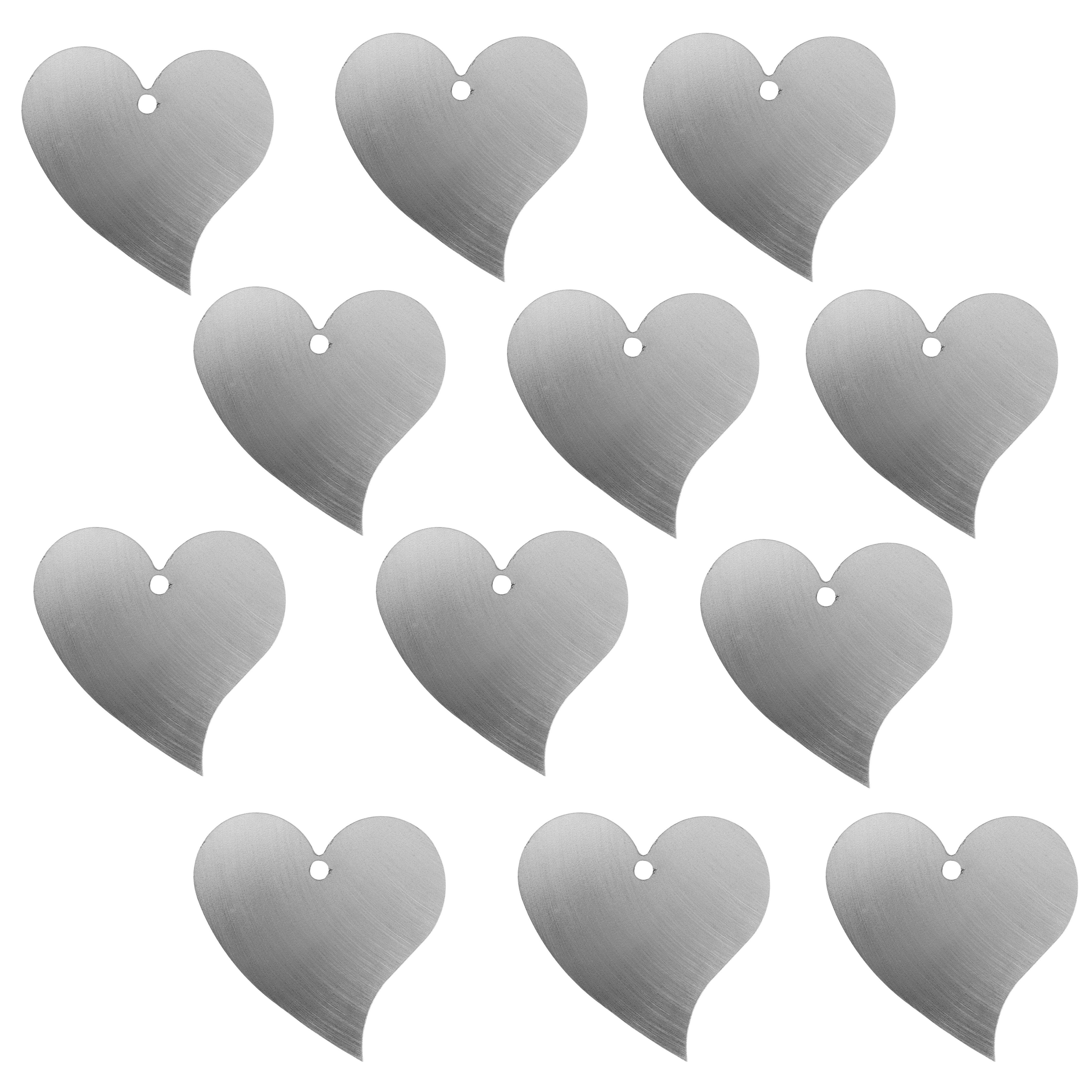 Rostikal Hängedekoration Metall Herzen Deko zum selbst gestalten als Geschenk und Hochzeitsdeko (12er Set, 12 St., 12x Metall Herz), Unbehandeltes Metall