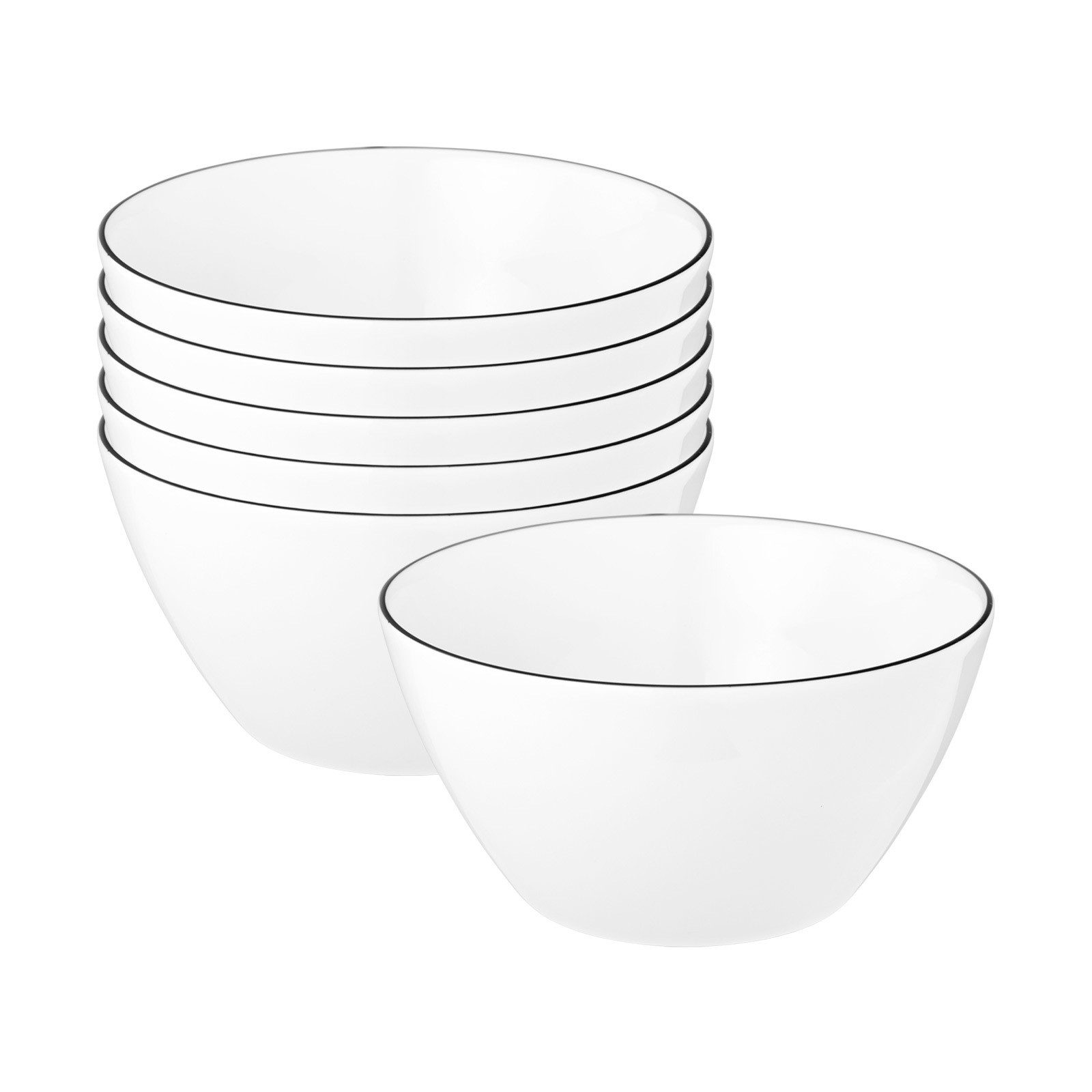 Seltmann Weiden Schale Lido Black Line Müslischalen ø 15 cm 6er Set, Porzellan, (6 Schalen, 6-tlg)
