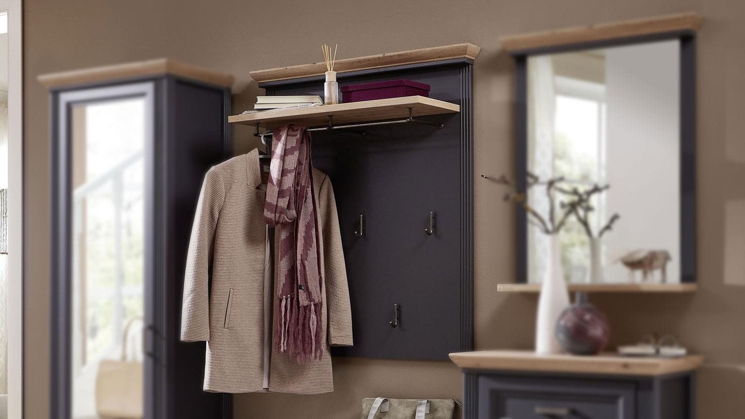 Innostyle Garderobenpaneel Garderobenpaneel Jasmin Paneel in graphit und Artisan Eiche 93x107 cm