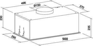 GURARI Deckenhaube GCH E 217 BL 90 Prime/5 Jahres Garantie, Einbau Dunstabzugshaube 90 cm, in Schwarz,Schwarz Glas, 1000m³/h