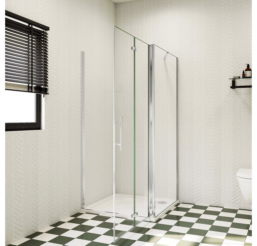 Thumbnail - duschspa Eckdusche ESG Nano Glas Eckeinstieg Duschkabine Falttür 185cm Scharniertür, BxT: 70x70 cm, Einscheibensicherhei...