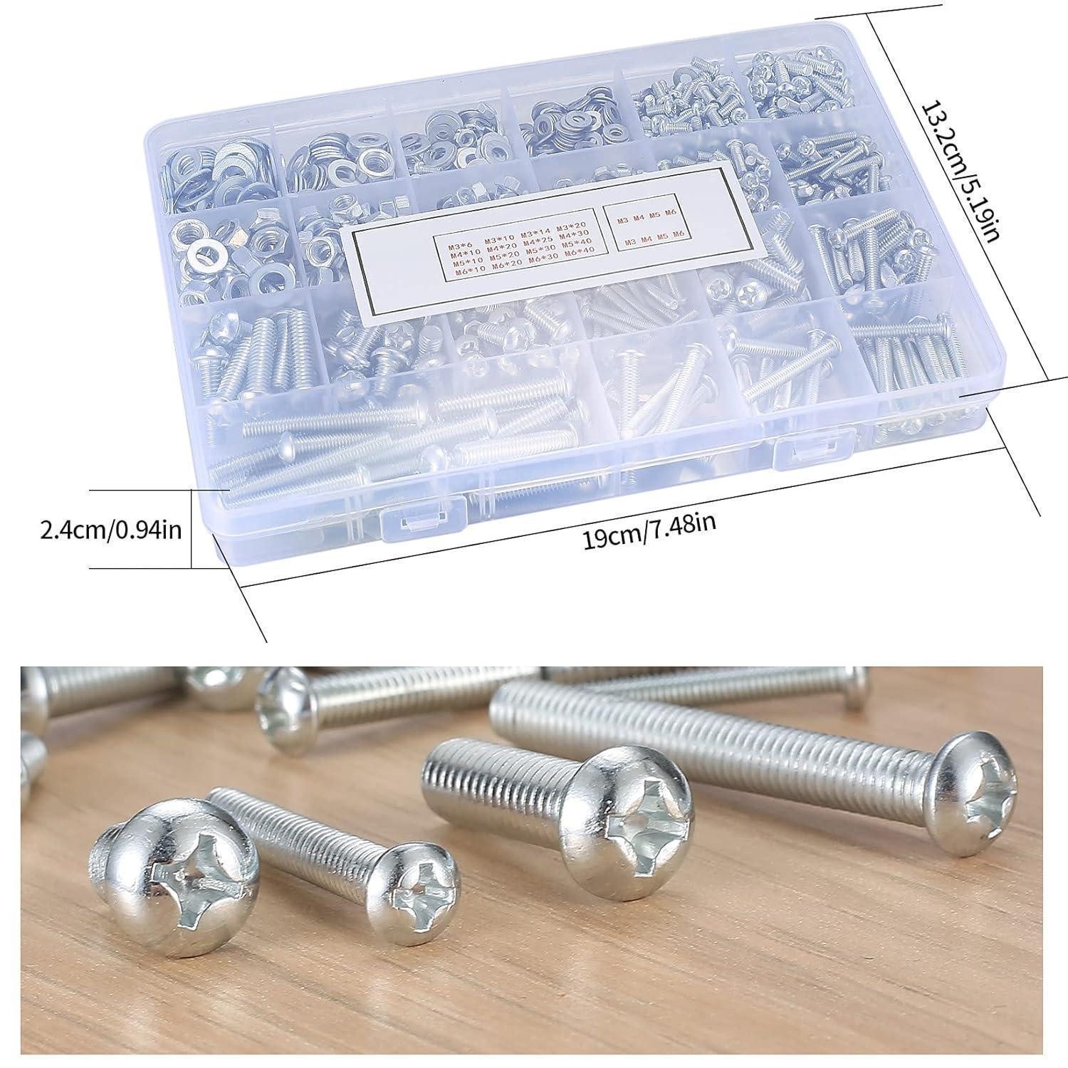 LuxusKollektion Schrauben-Set Schraubenset M3-M6 Linsenkopf mit Muttern Scheiben