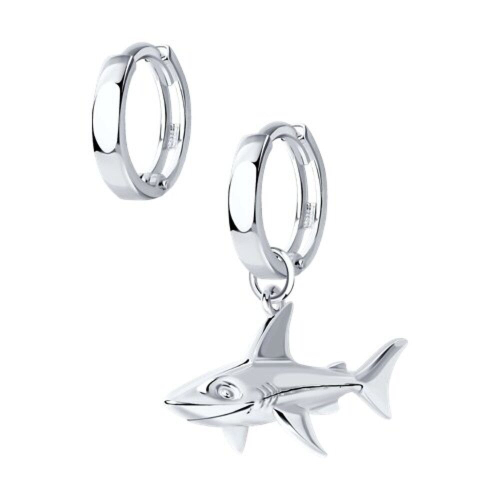 Secretforyou Creolen-Set Ohrringe Kreolen Hänger 925 Silber Hai Echtschmuck, 925 Sterlingsilber