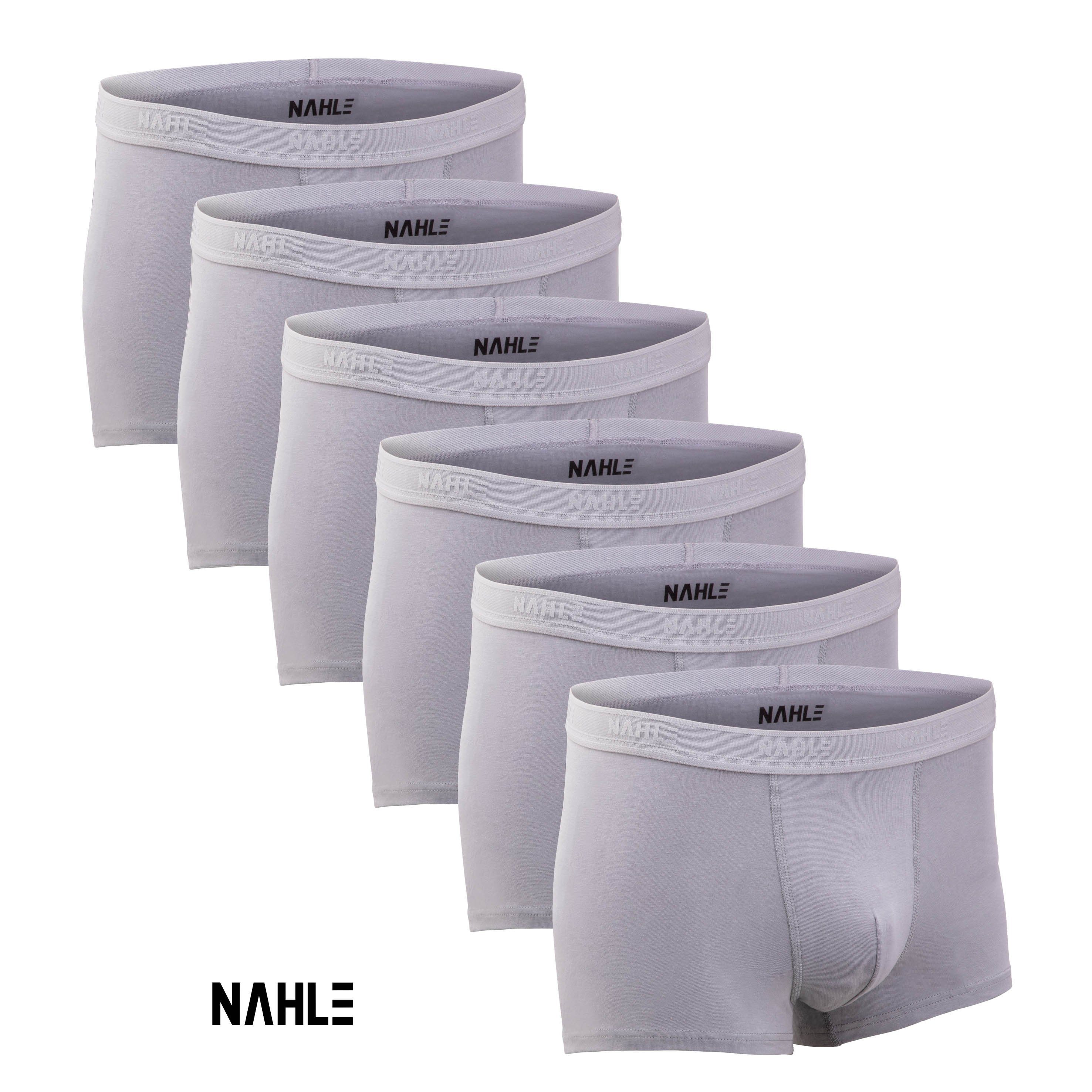 NAHLE Boxershorts Herren Baumwolle 6er Pack Grau Unterhosen Männer  Retroshorts (6-St., 6er Pack) aus gekämmter Baumwolle, elastischer weicher  Softbund