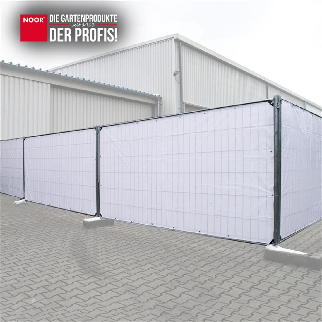 NOOR Schutzplane Bauzaun-Plane PROFI - 140 g/m² - 176x341 cm - blickdicht - mit Ösen, PP/PE-Mischgewebe - UV-stabil, wetterfest & resistent gegen Schimmel