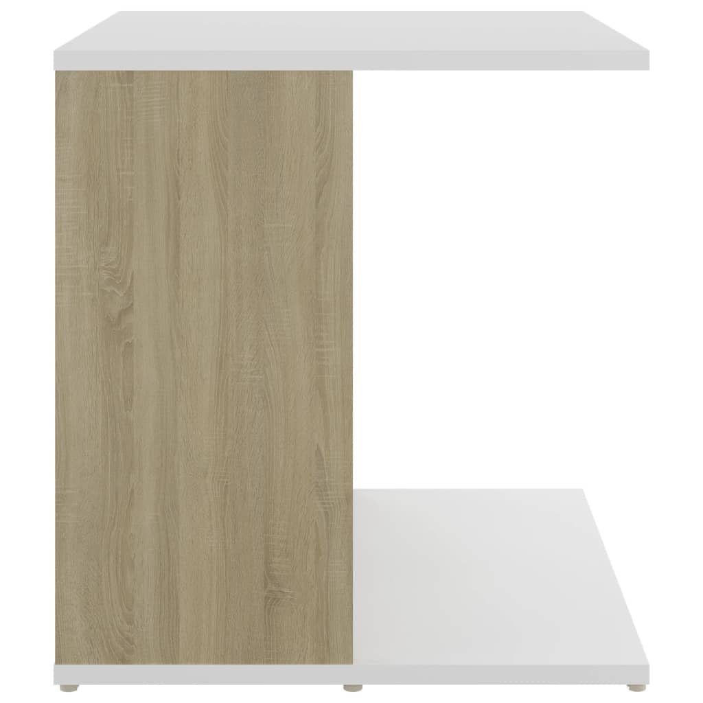 furnicato Beistelltisch Weiß und Sonoma-Eiche (1-St) cm Holzwerkstoff 45x45x48