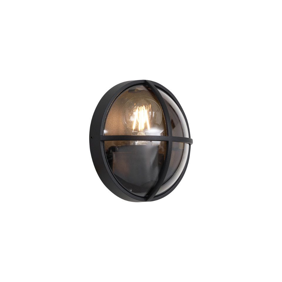 Qazqa Außen-Wandleuchte Target, ohne Leuchtmittel, Warmweiß, QAZQA Außen Wand­leuchte, e27, Schwarz, Aluminium, Industrie