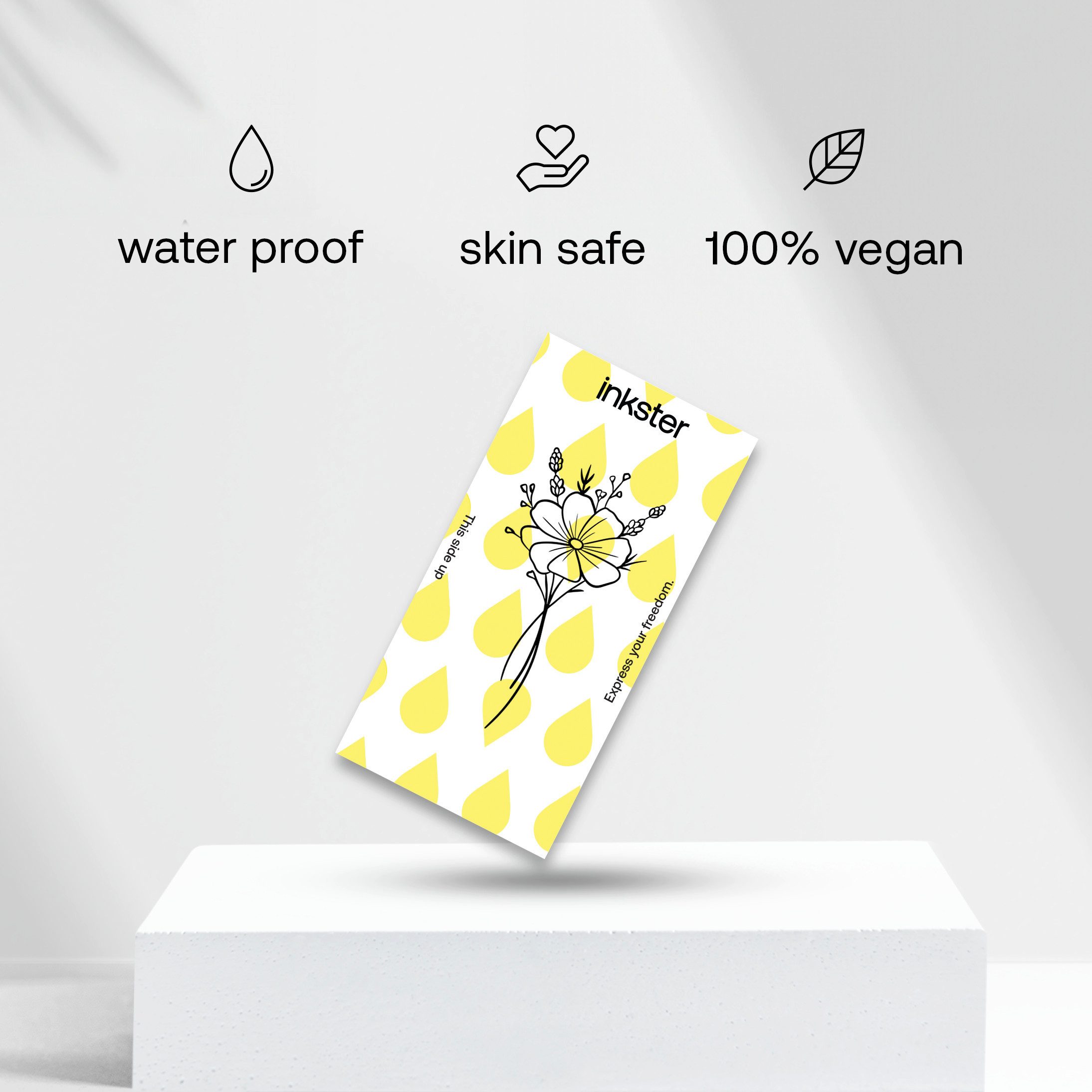 Inkster Schmuck-Tattoo Kleine Mohnblume Tattoo, Vegane & EU-Kosmetikzertifizierte Farbe, wasserfestes temporäres Tattoo, 2 Wochen Halt