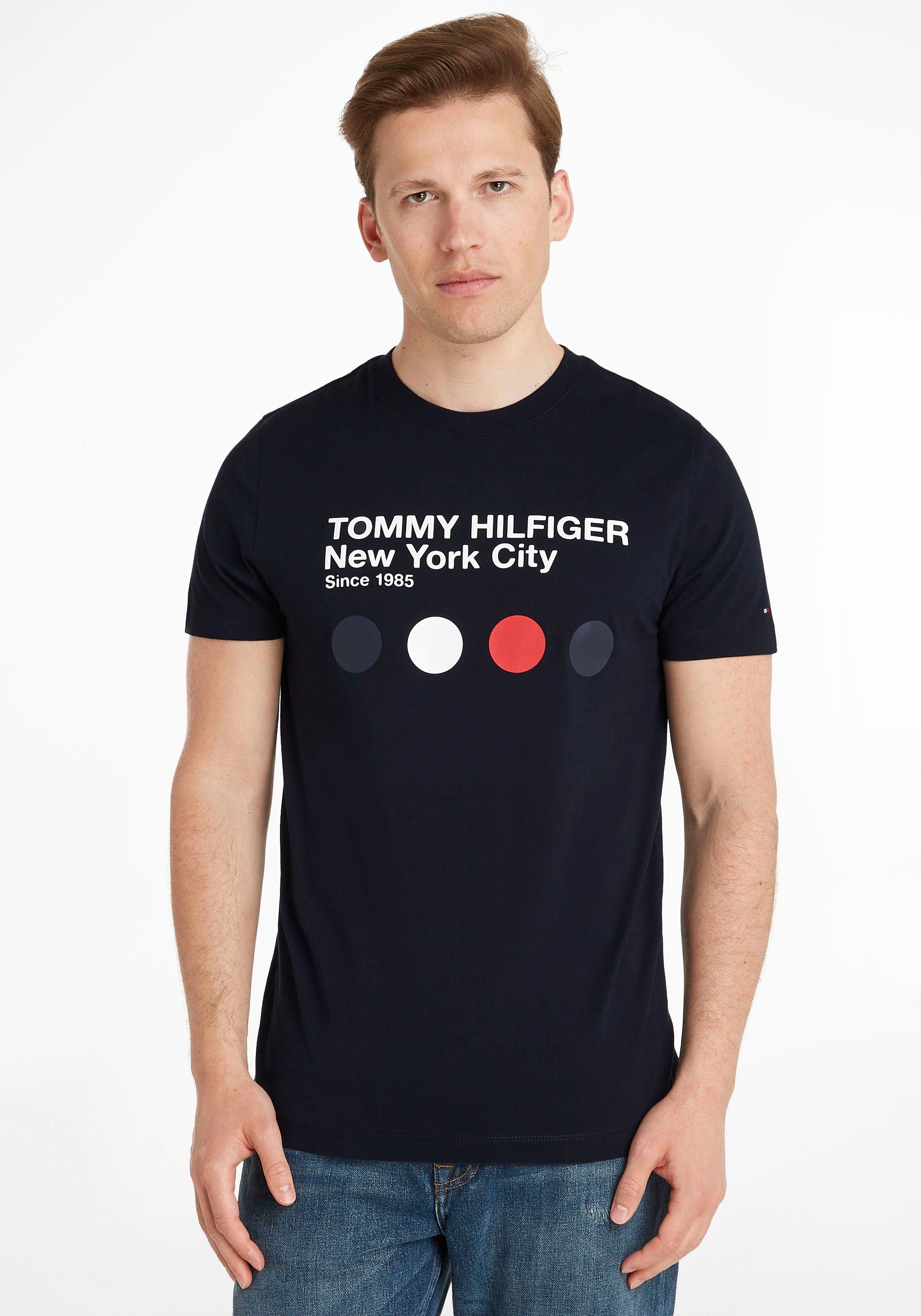 Tommy Hilfiger T-Shirt METRO DOT GRAPHIC TEE mit Metro inspiriertem Druck blau