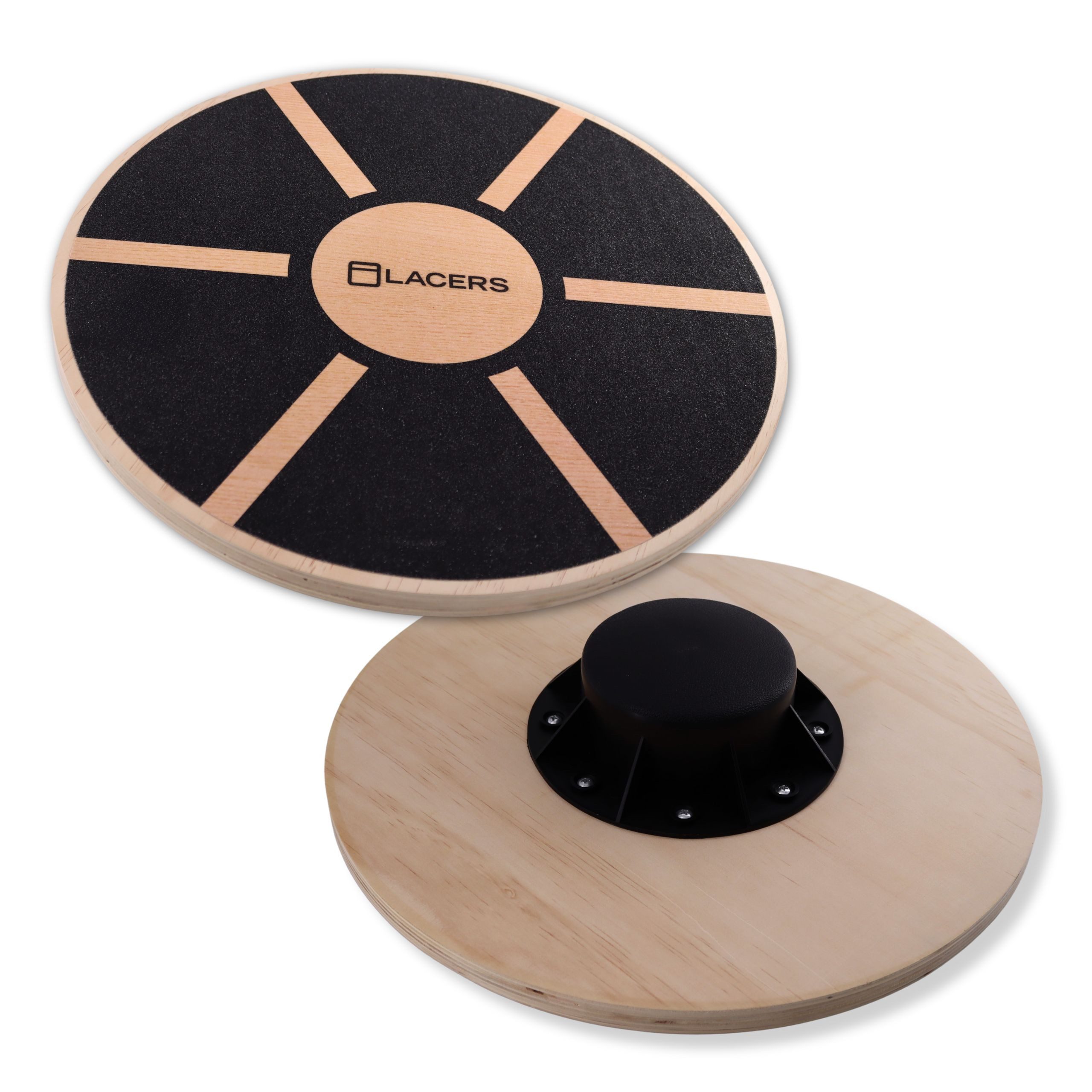 Lacers Balanceboard Petrolline rutschfestes Balance Board aus Holz 40cm Durchmesser, rutschfest, verbessert die Koordination, Körperspannung & Motorik