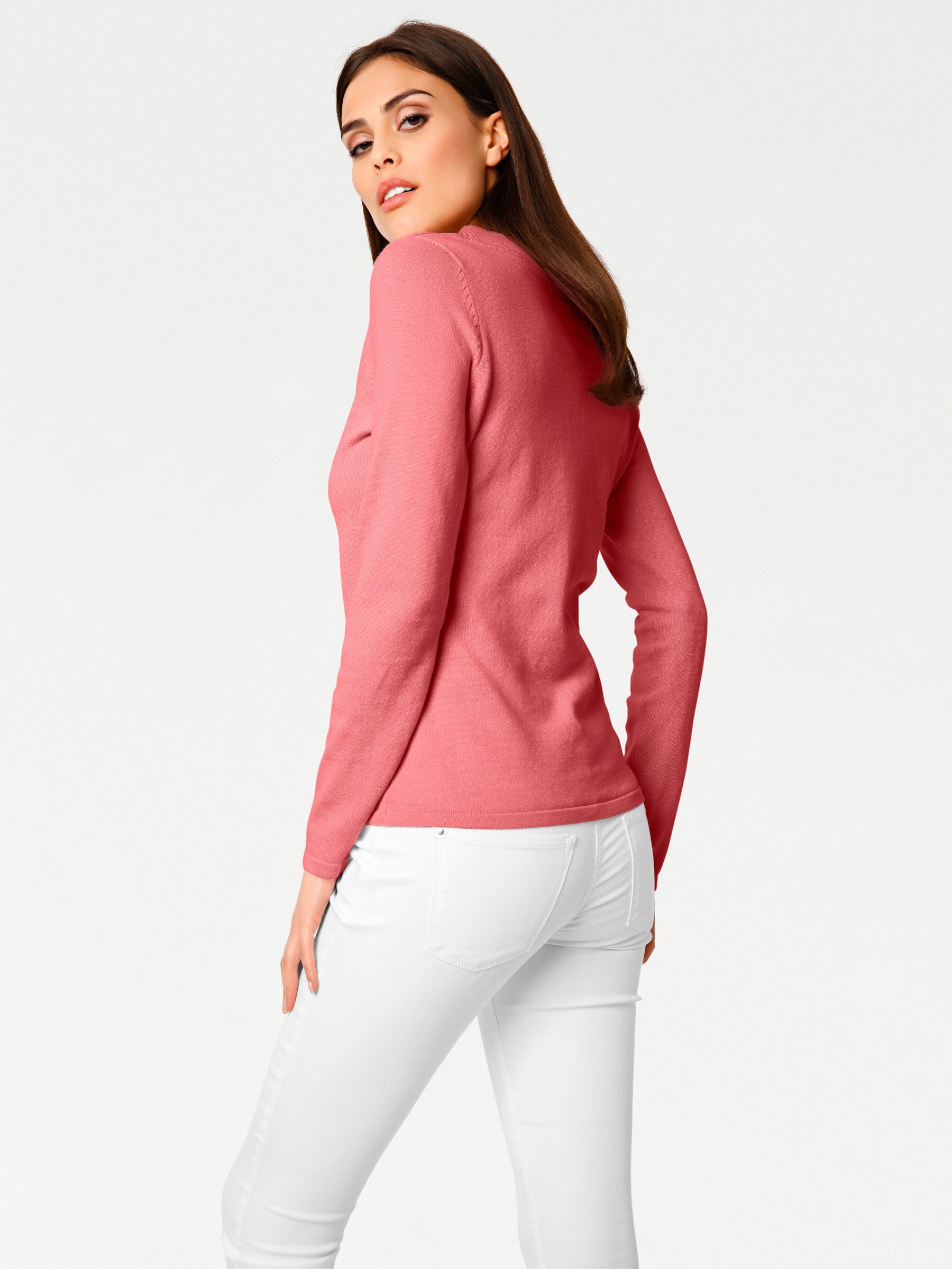 heine Strickpullover V-Pullover Langarm Feinstrick