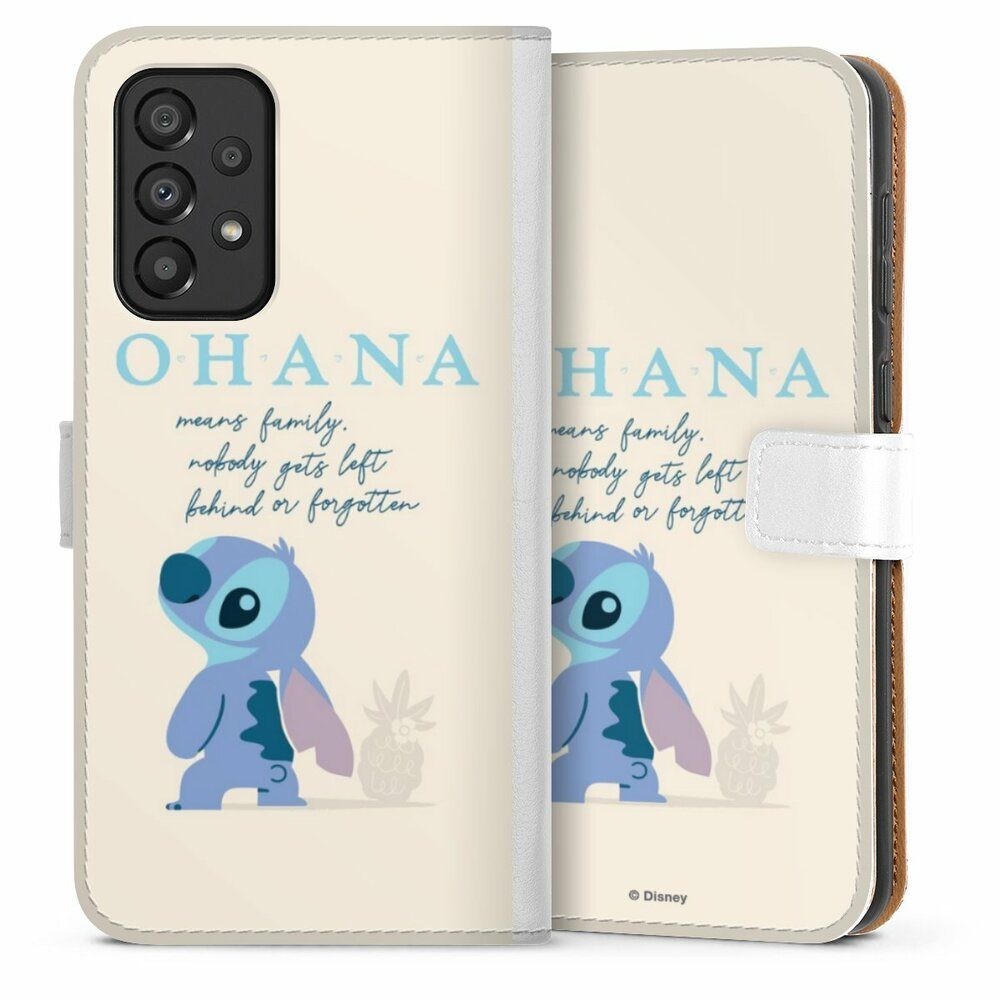 DeinDesign Handyhülle Lilo & Stitch Offizielles Lizenzprodukt Disney Ohana Stitch, Samsung Galaxy A33 5G Hülle Handy Flip Case Wallet Cover