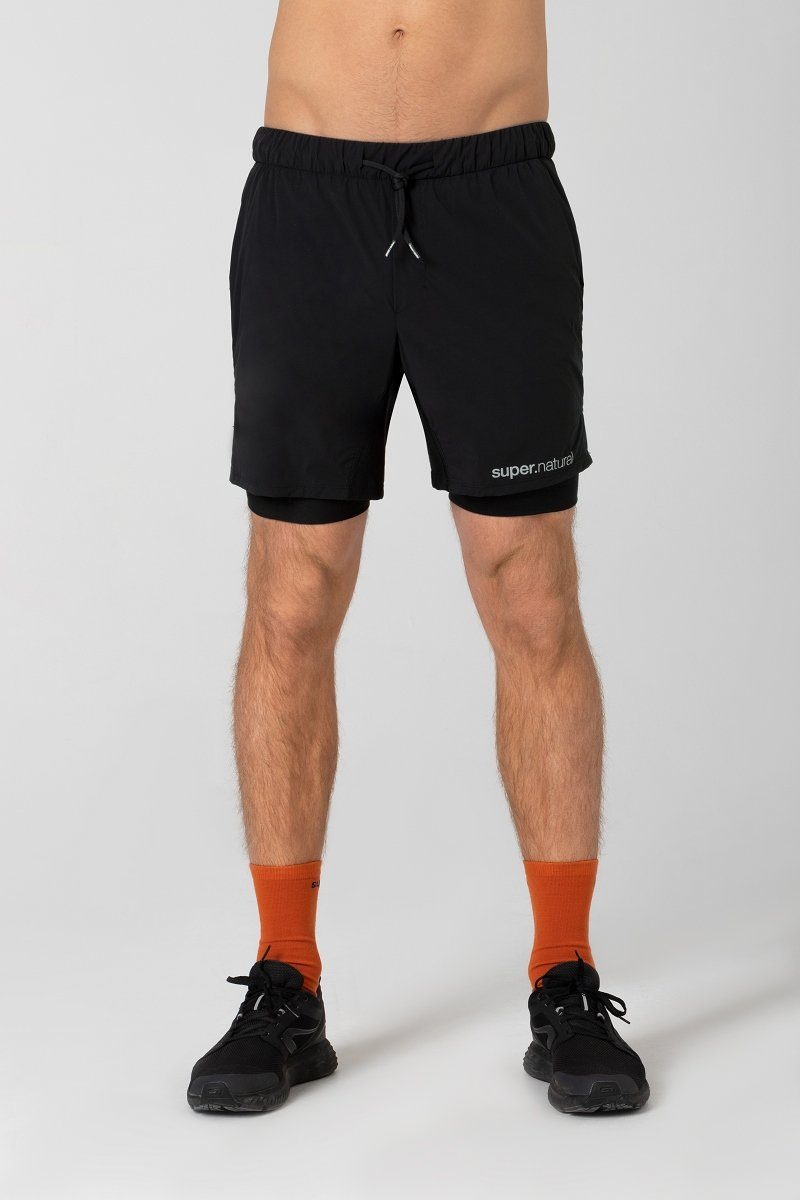SUPER.NATURAL Shorts Merino Laufshort M DOUBLE LAYER SHORTS (1-tlg) funktioneller Merino-Materialmix | Shorts