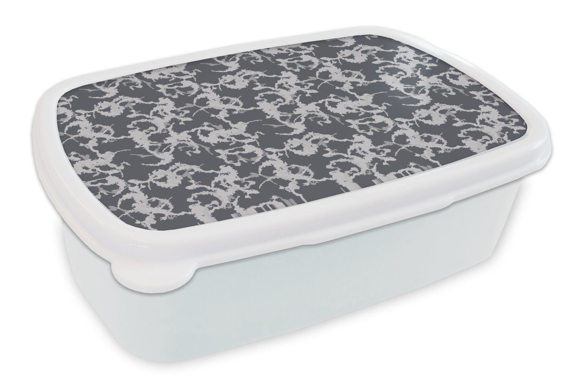 MuchoWow Lunchbox Muster - Schwarz Brotdose, - für Camouflage, und und und Kinder Erwachsene, Jungs (2-tlg), Weiß Mädchen Kunststoff, Brotbox für