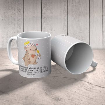 Mr. & Mrs. Panda Tasse Bär Kommunion Mädchen - Grau Pastell - Geschenk, Büro Tasse, Tasse, K, Keramik, Brillante Bedruckung