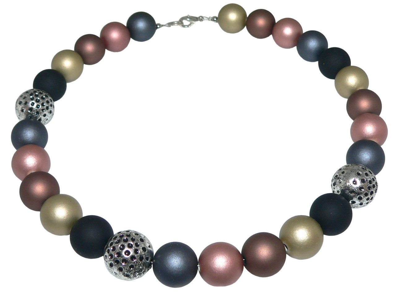 traumschmuck Collier 247y Halskette Perlenmix kupfer bronze braun silber (i günstig online kaufen