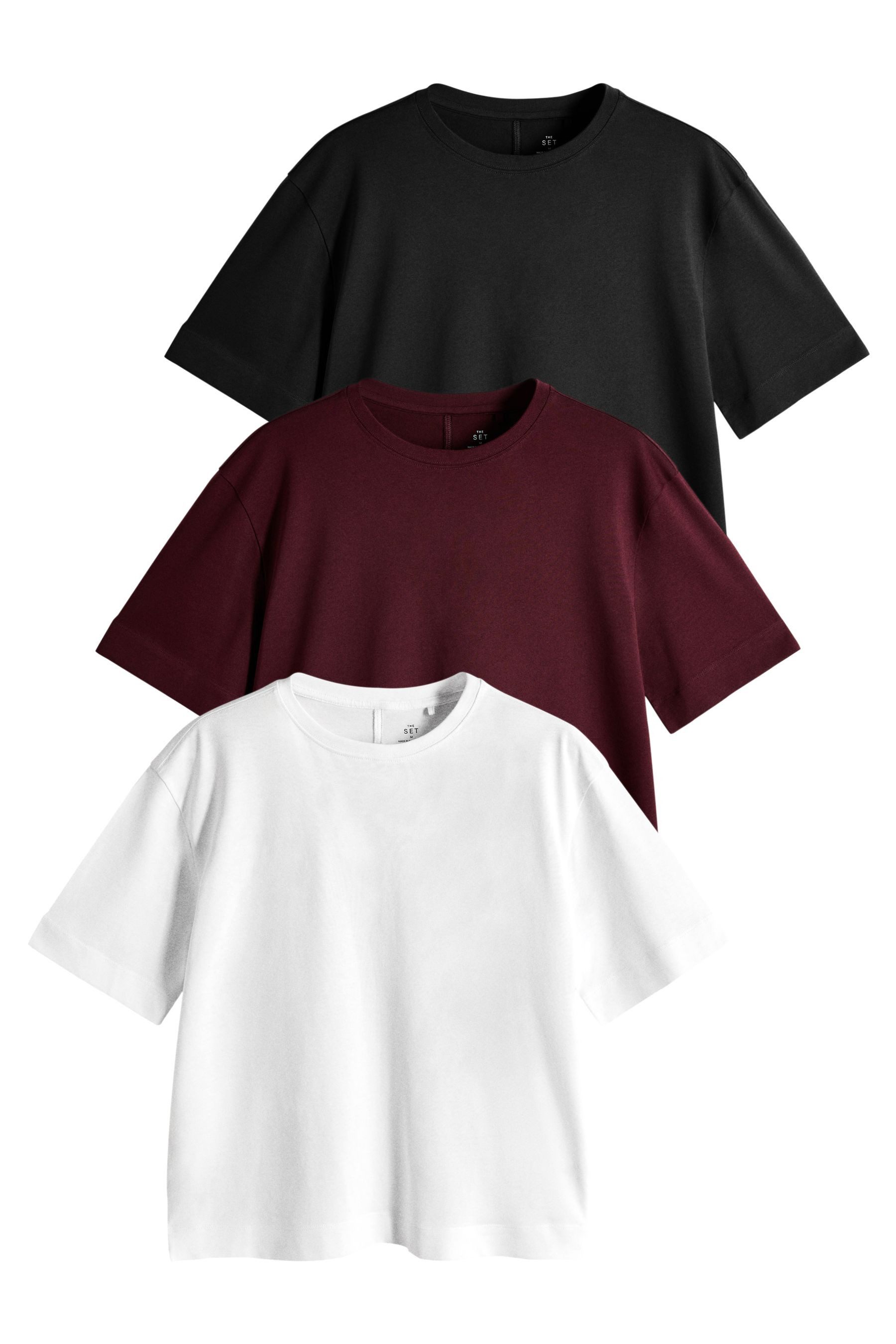 The Set T-Shirt The Set Premium T-Shirts, Pima-Baumwolle, 3er-Pack (3-tlg)