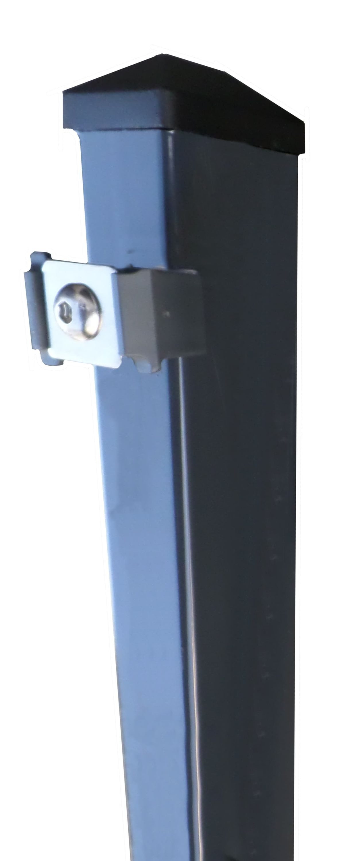 Fischer und Adamek Zaunpfosten Doppelstabmattenzaun Pfosten Anthrazitgrau Klemmplättchen, (für Zaunhöhe 630 mm, Pfostenlänge: 1230 mm), zum Einbetonieren