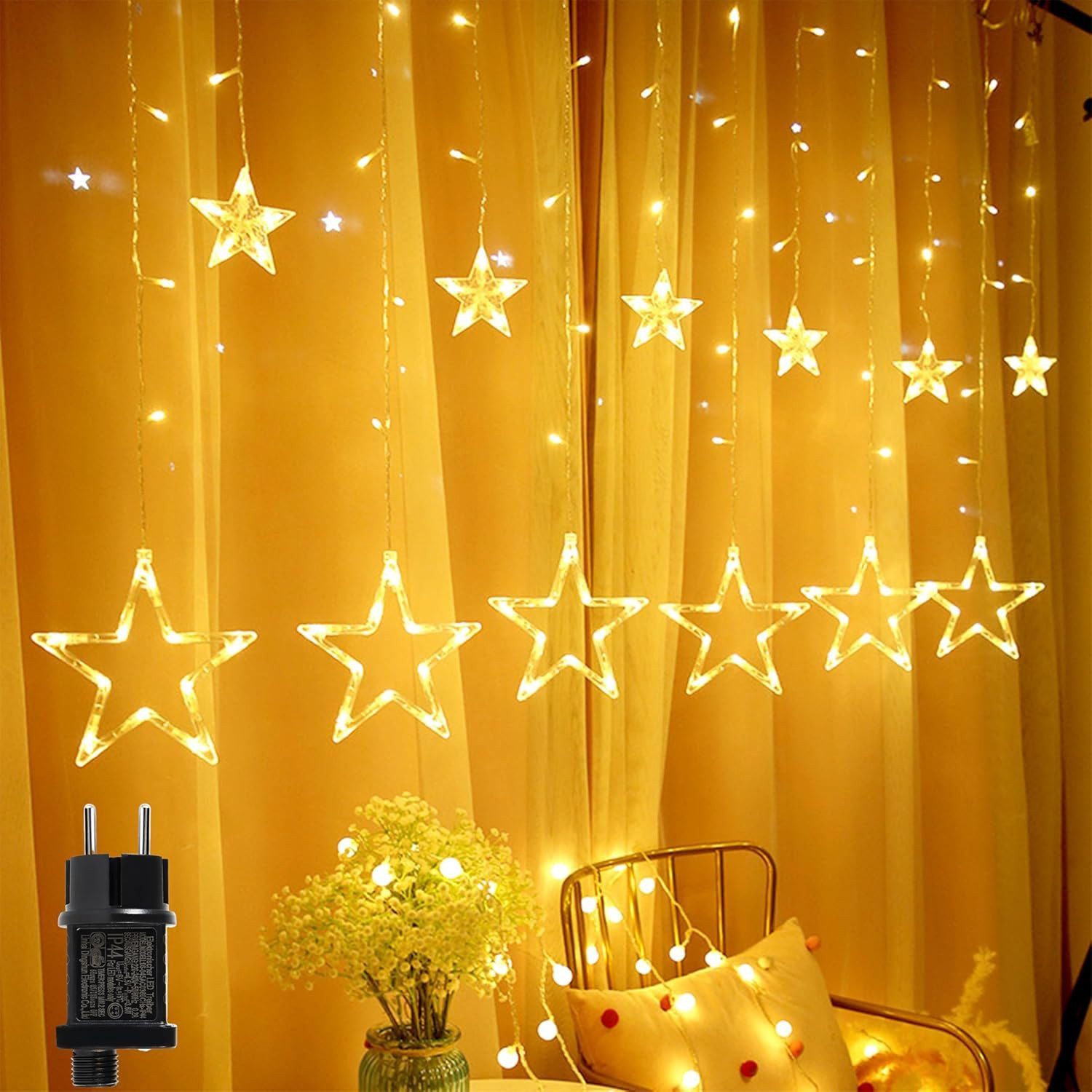 Elegear Lichtervorhang 2/2,2 M Weihnachtsdeko Lichterkette mit 8 Modi, Memo günstig online kaufen